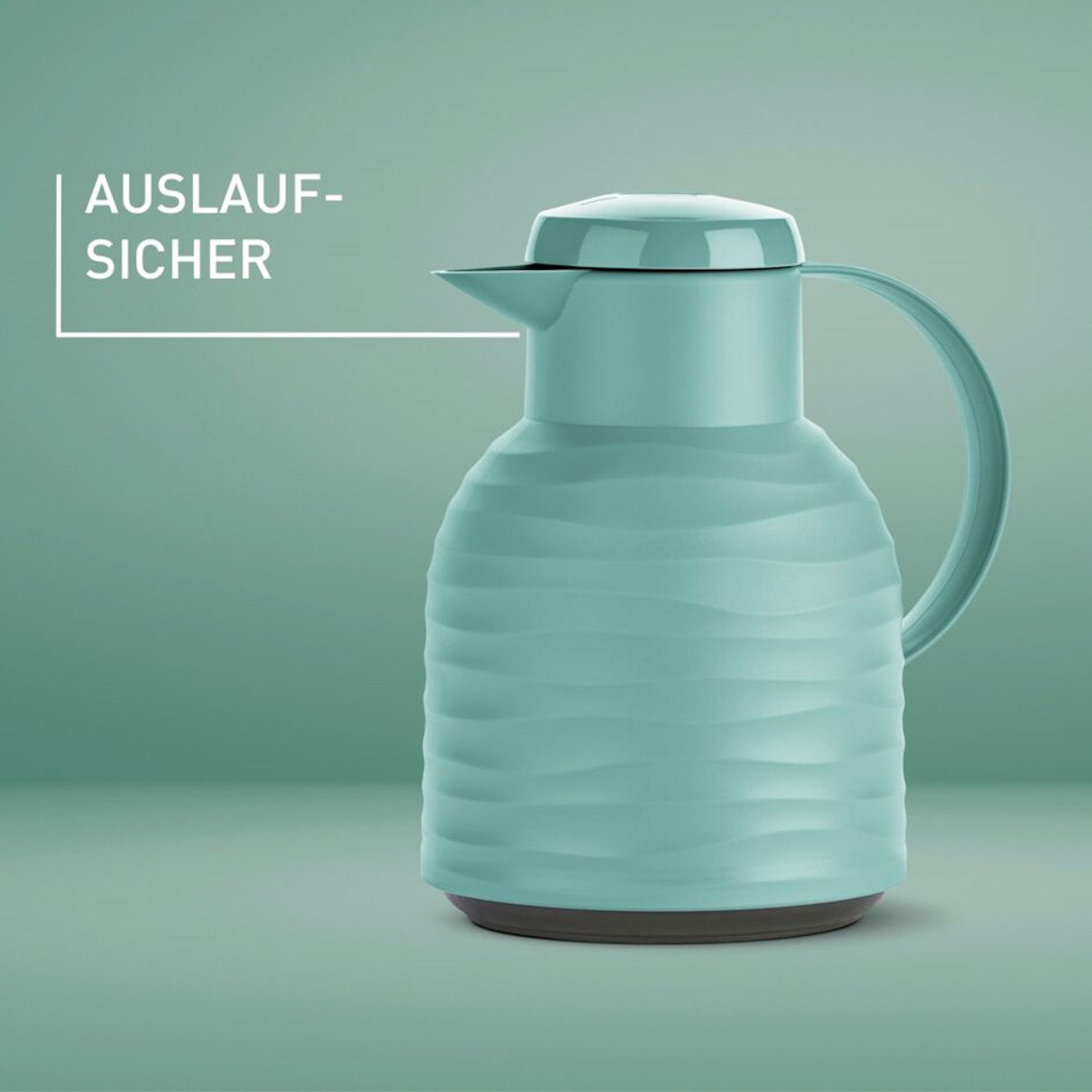 Emsa Isolierkanne Samba Wave, 1 l, Made in Germany, 12h warm/24h kalt, Quick-Press-Deckel, Glaskolben