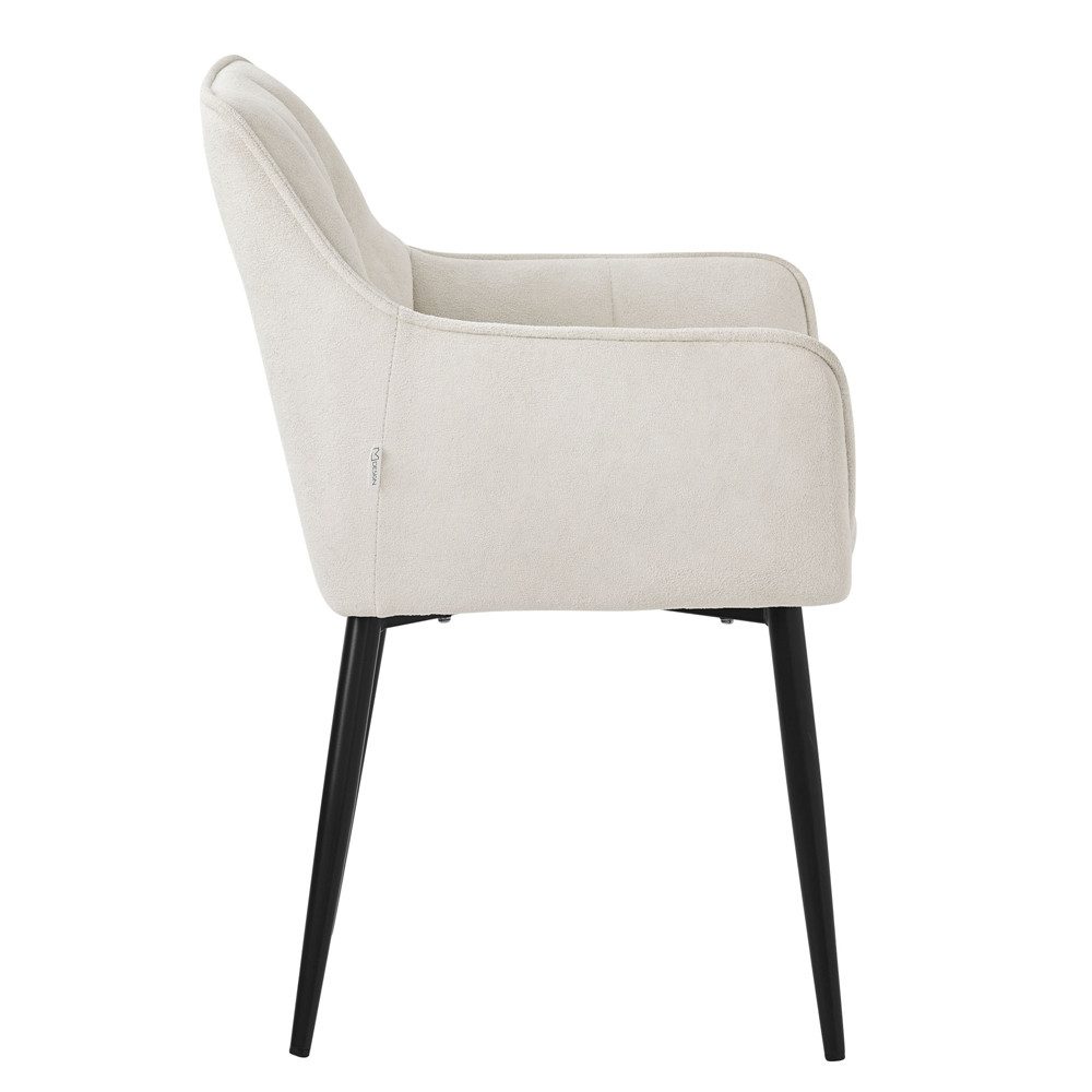 ML-DESIGN Polsterstuhl Esszimmerstuhl mit dickem gepolsterter Sitz Rücken- und Armlehnen (4 St), Wohnzimmerstuhl aus Frotteestoff Creme Loungesessel Küchenstuhl