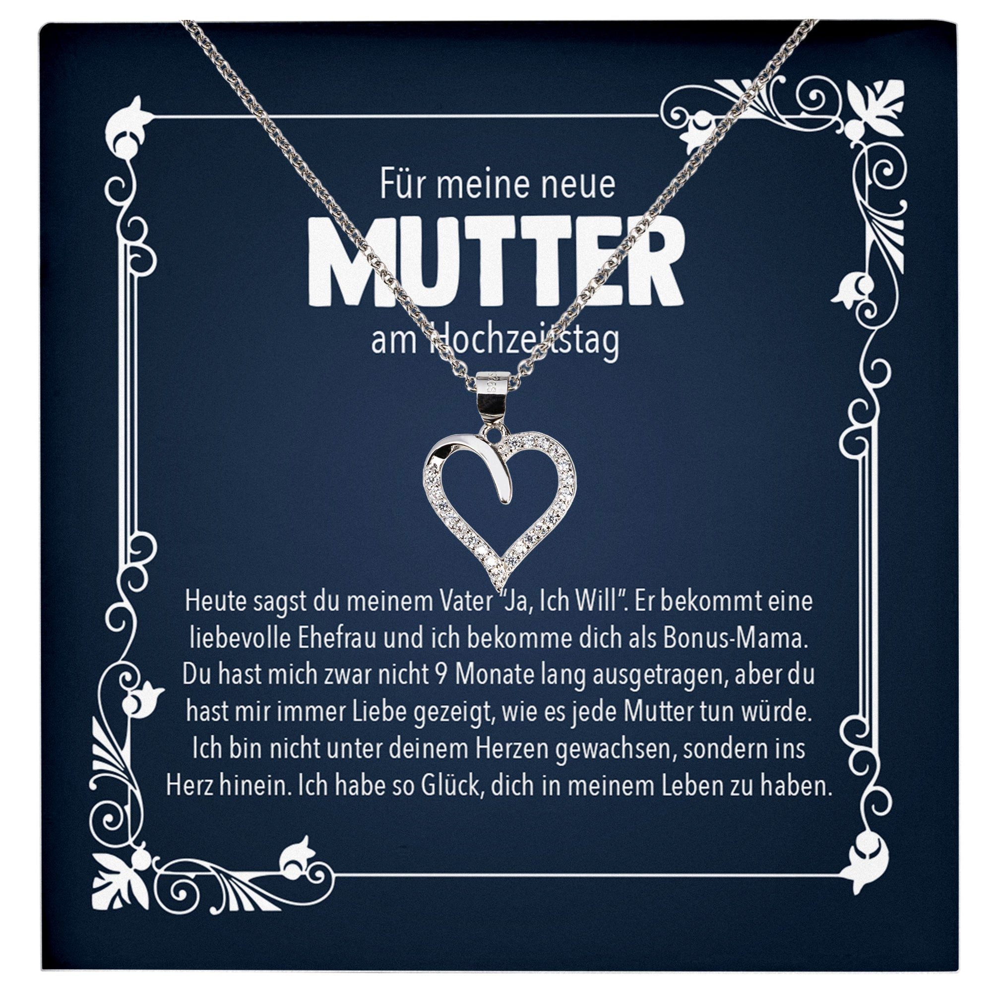 Valentinstagsgeschenk 22Feels Schmuckset Neue Stiefmama Geschenk zur Hochzeit Damen Schmuck Frauen Halskette (inkl. Geschenktasche, Karte, Poliertuch,