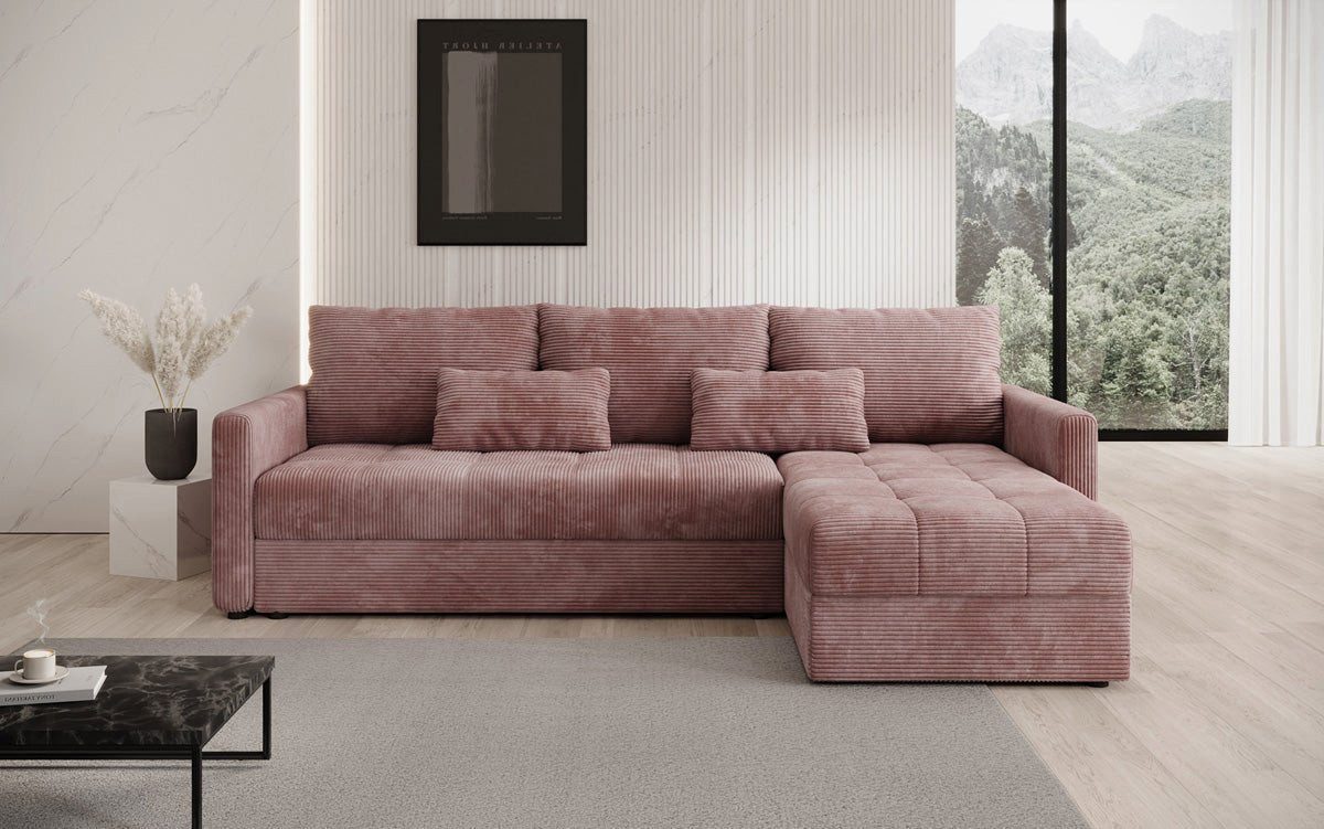 Luxusbetten24 Schlafsofa Designer Sofa Roma in Cord, mit Stauraum und Schlaffunktion