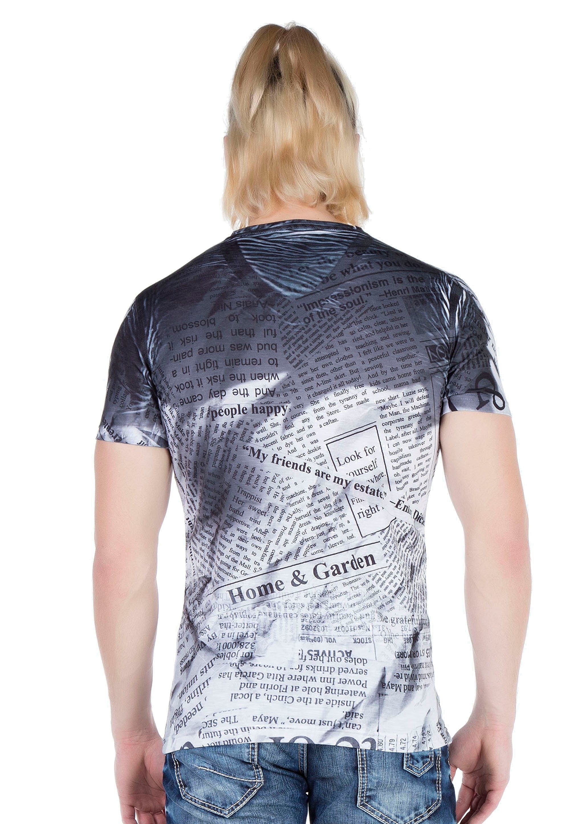 V-Ausschnitt T-Shirt Cipo Baxx All-Over-Print und mit &