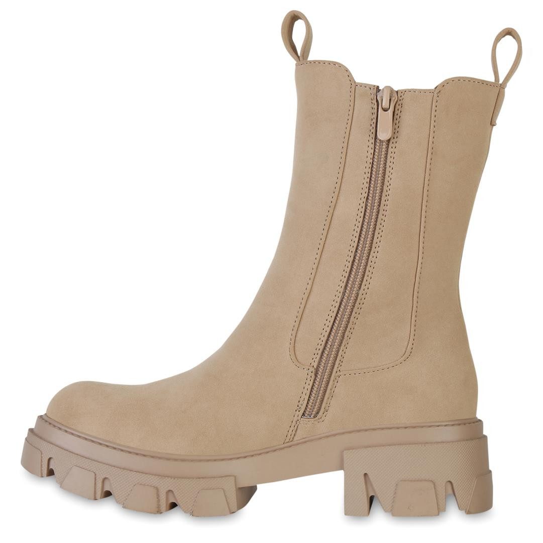 VAN HILL 841348 Plateaustiefelette Damen Plateau Boots Stiefeletten Profil- günstig online kaufen