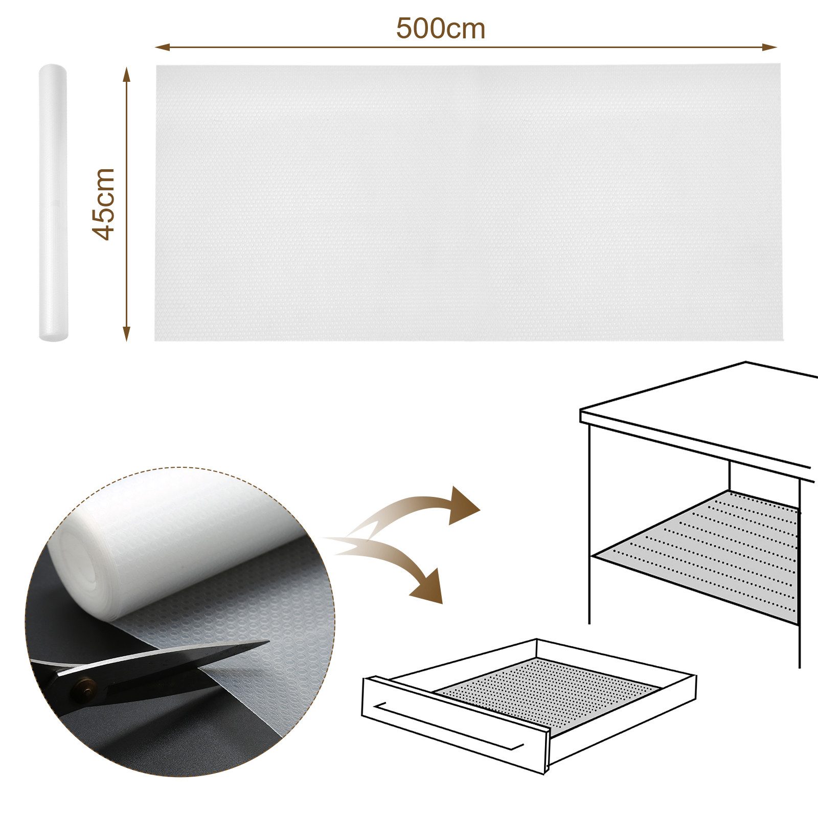 Clanmacy Schubladenmatte 2pcs Schubladen Anti Rutsch Matte Antirutschmatte zuschneidbar 500cm – Bild 2 von 5