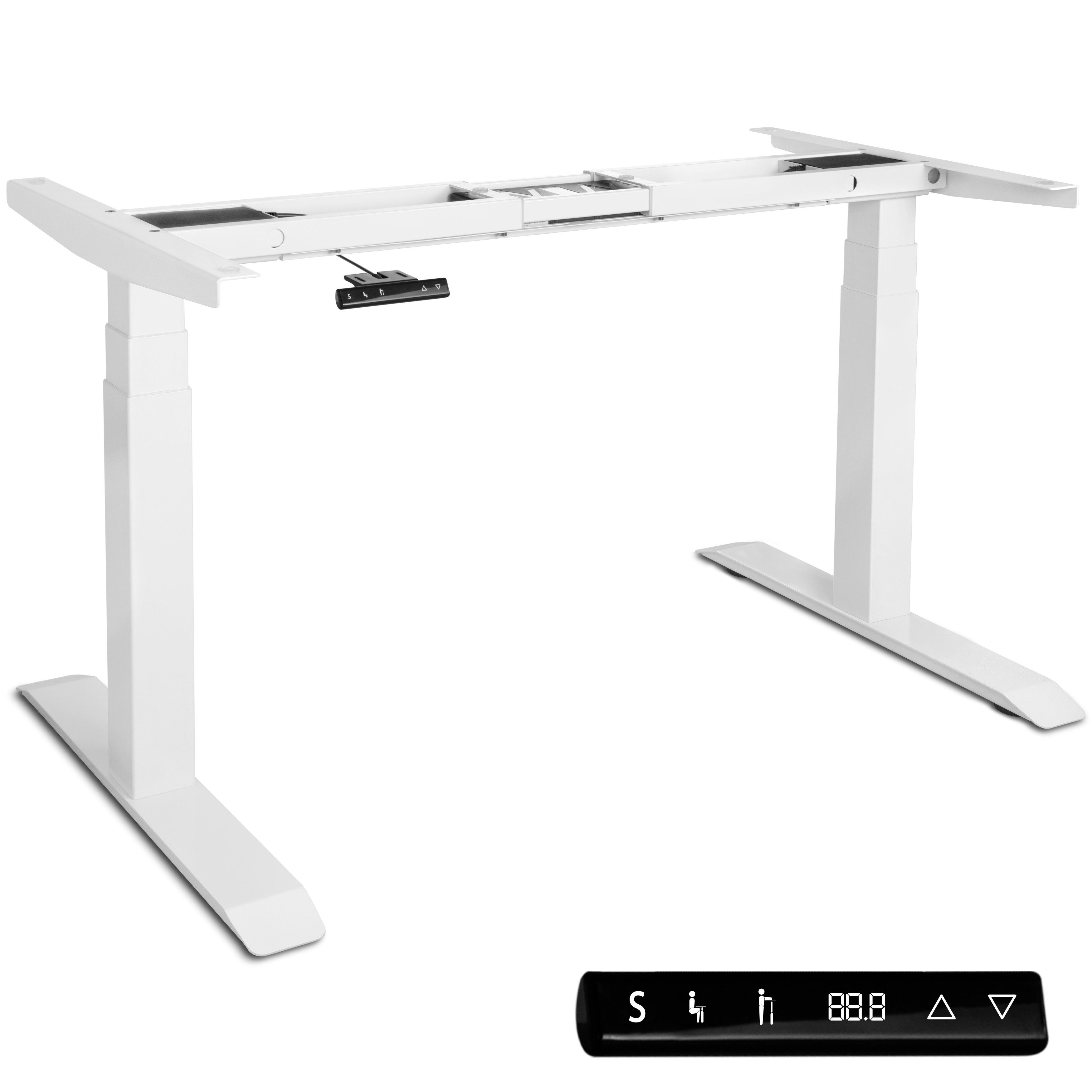 Poppstar Schreibtisch Sitz-Steh-Schreibtischgestell Dual-Motor-System (Elektrisch höhenverstellbares Schreibtisch-Gestell), mit Soft-Start/-Stop, Kollisionsschutz & 2 speicherbaren Tischhöhen