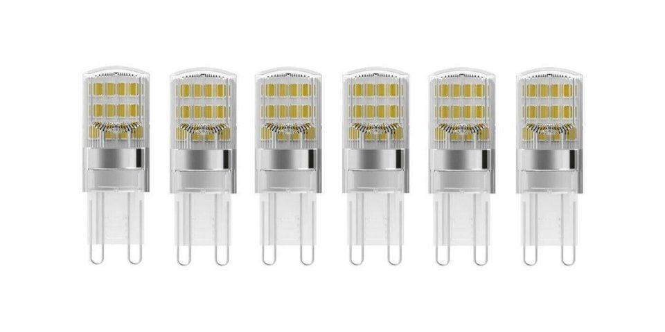 Osram LED Stirnlampe G9 Glühbirne Stiftsockellampe 1,9W= 20W klar warmweiß Leuchtmittel 6er (6-St), 100000 Schaltzyklen,Stift Pin Leuchte,Energieeffizient,IP20