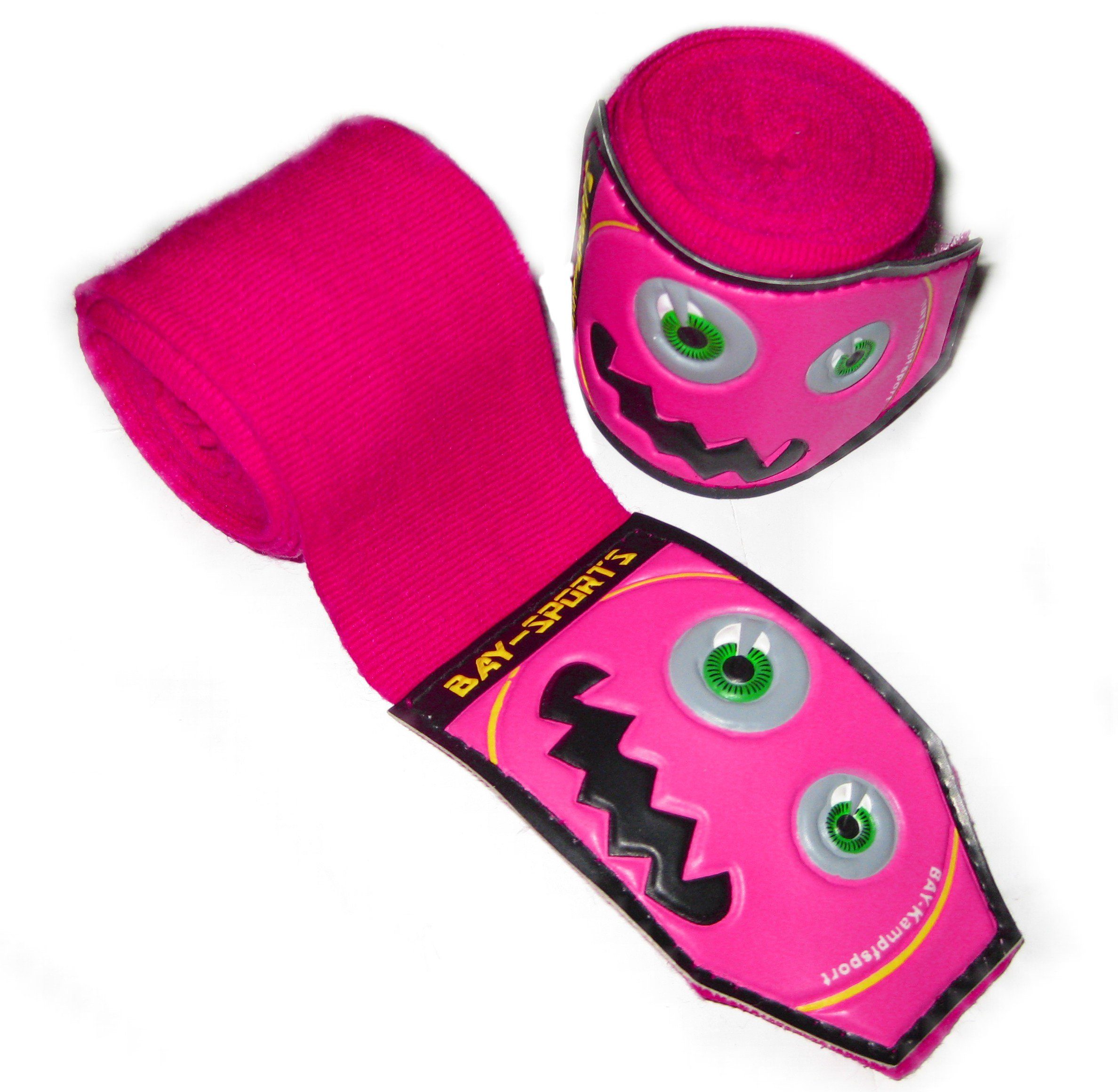 BAY-Sports Boxbandagen Monster 3D Kinder Box-Bandagen Handbandagen Boxen Kickboxen pink
