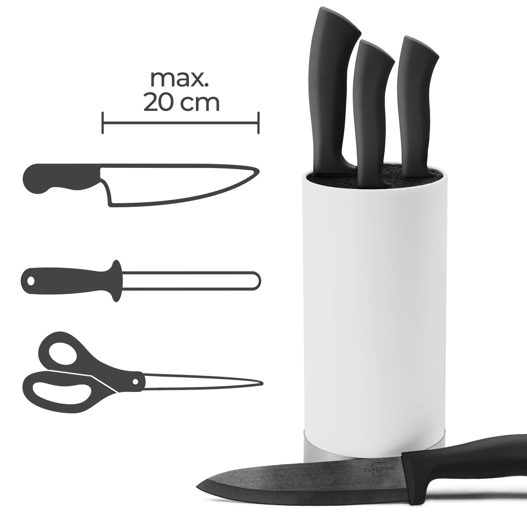 Schwarz Weiß Borsteneinsatz (1tlg), Edelstahlring in Messer SILBERTHAL Messerblock elegantem flexibler mit ohne