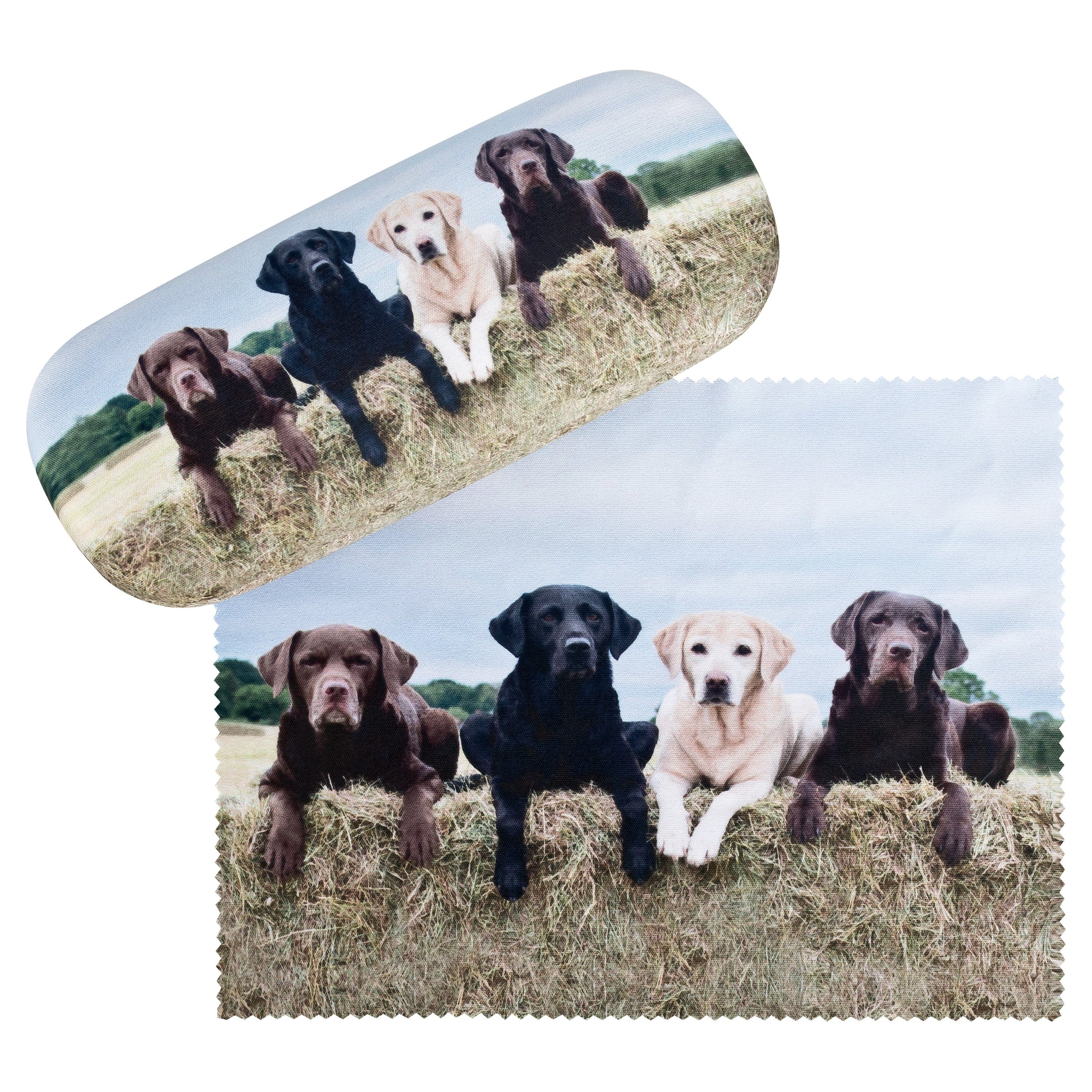 von Lilienfeld Brillenetui Labrador Retriever Hund Brillenbox Brillenputztuch, stabiles mit Mikrofaser bezogenes Hardcase