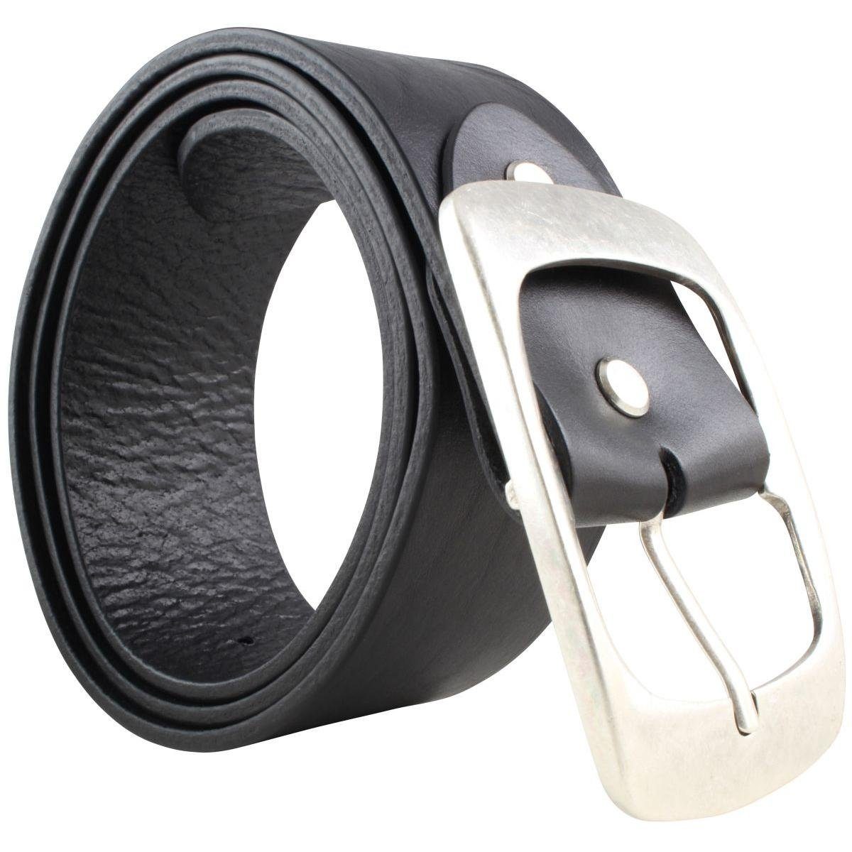 BELTINGER 5 cm Doppel-Schnalle Jeansgürtel mit Marine, - Leder-Gürtel Vollrindleder aus Altsilber Ledergürtel