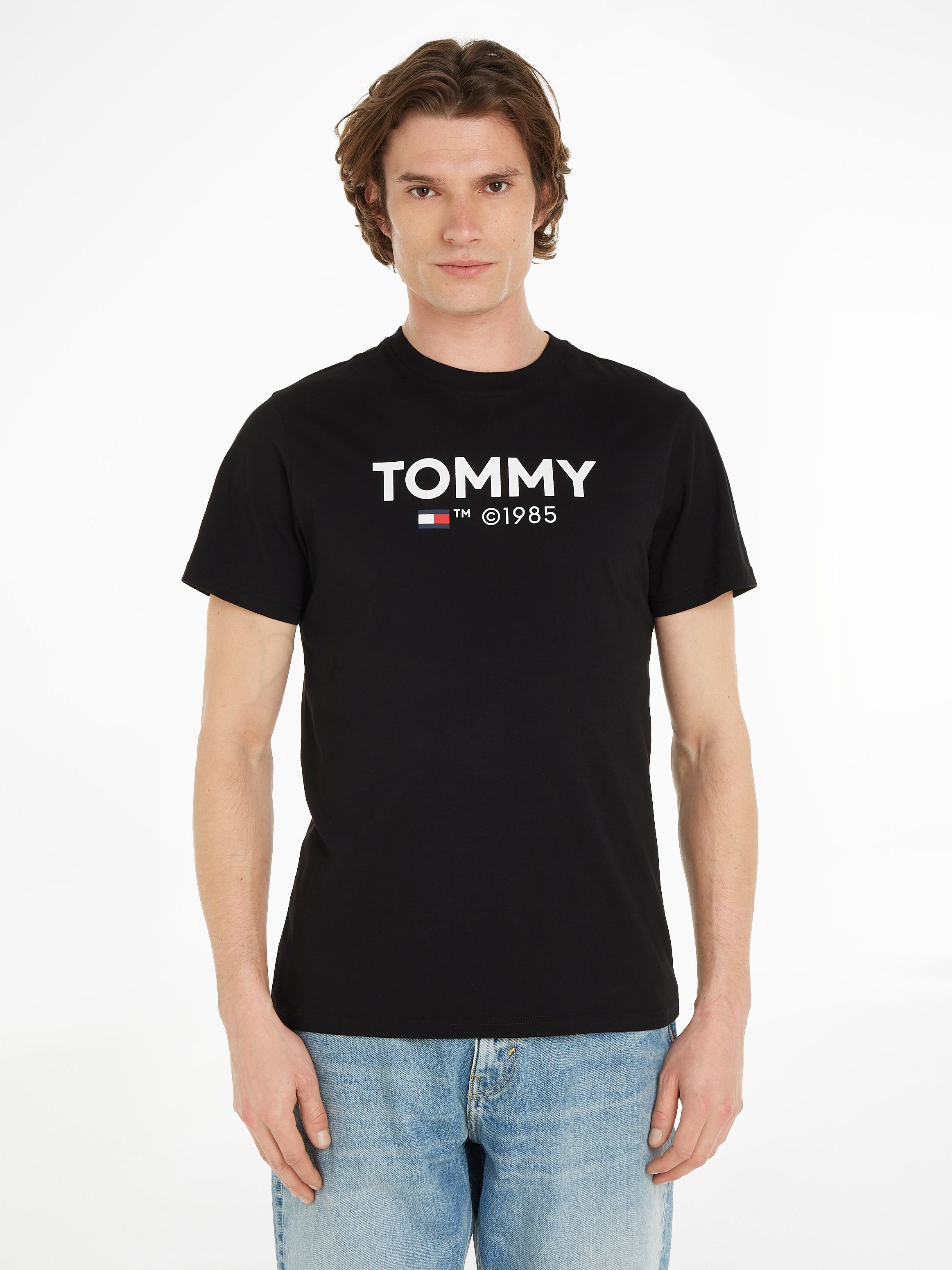 Tommy Jeans T-Shirt TJM SLIM 2PACK S/S TOMMY DNA TEE mit großem Tommy Hilfiger Druck auf der Brust Black / Navy