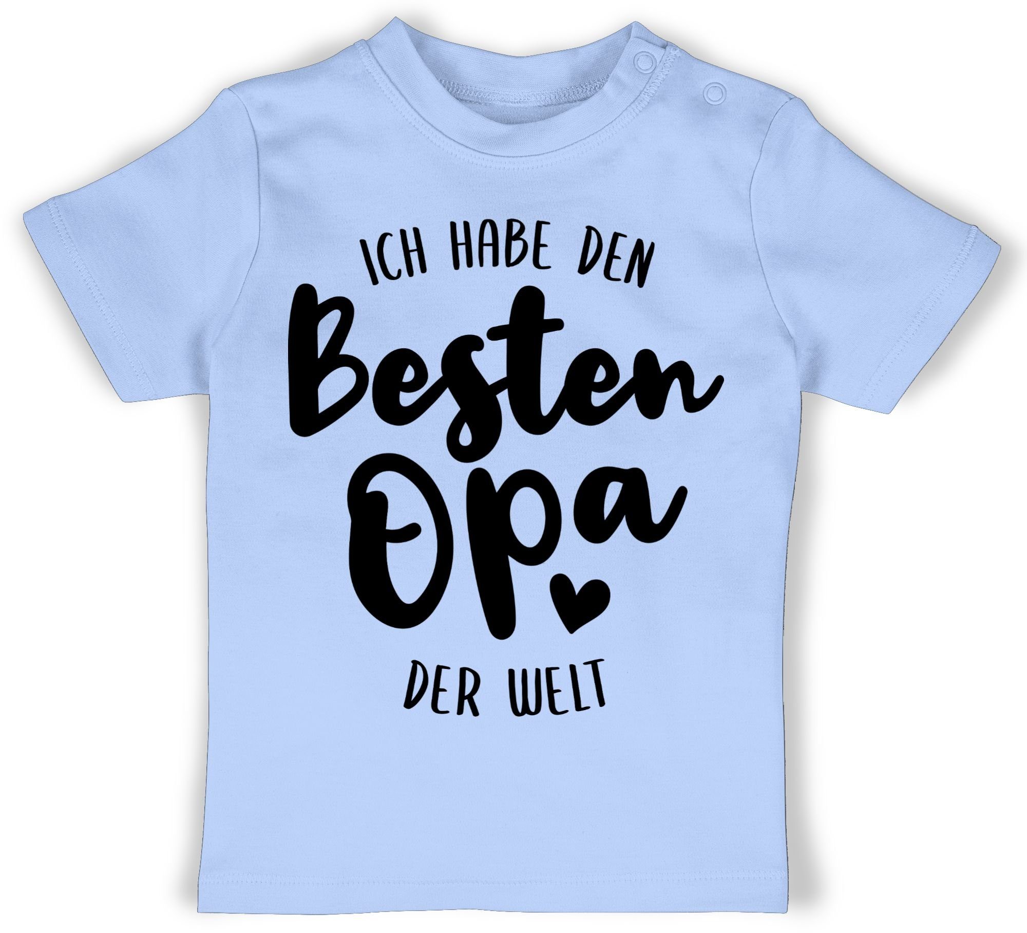 Shirtracer T-Shirt Ich habe den besten Opa der Welt schwarz Strampler Baby Mädchen & Junge 3 Babyblau