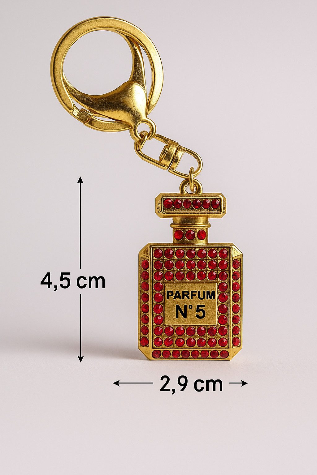 what the shop Schlüsselanhänger Taschenanhänger Parfum Look Gold mit Kristallen, ikonisches Parfum No 5 Flakon Design