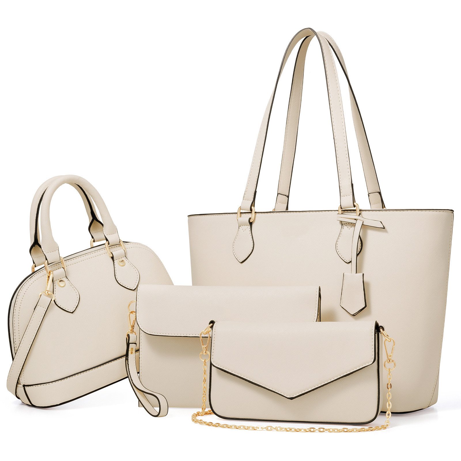 OKWISH Henkeltasche Umhängetasche Handtasche Tragetasche Aktentasche Tasche (Schultertasche Arbeitstasche Messenger-Tasche Top Griff Schultergurt, 4-tlg., Bürotasche, Ledertasche, Unitasche, Freizeittasche), für Frau Frauen Jungen Freizeit Business Schule Büro Reisen usw