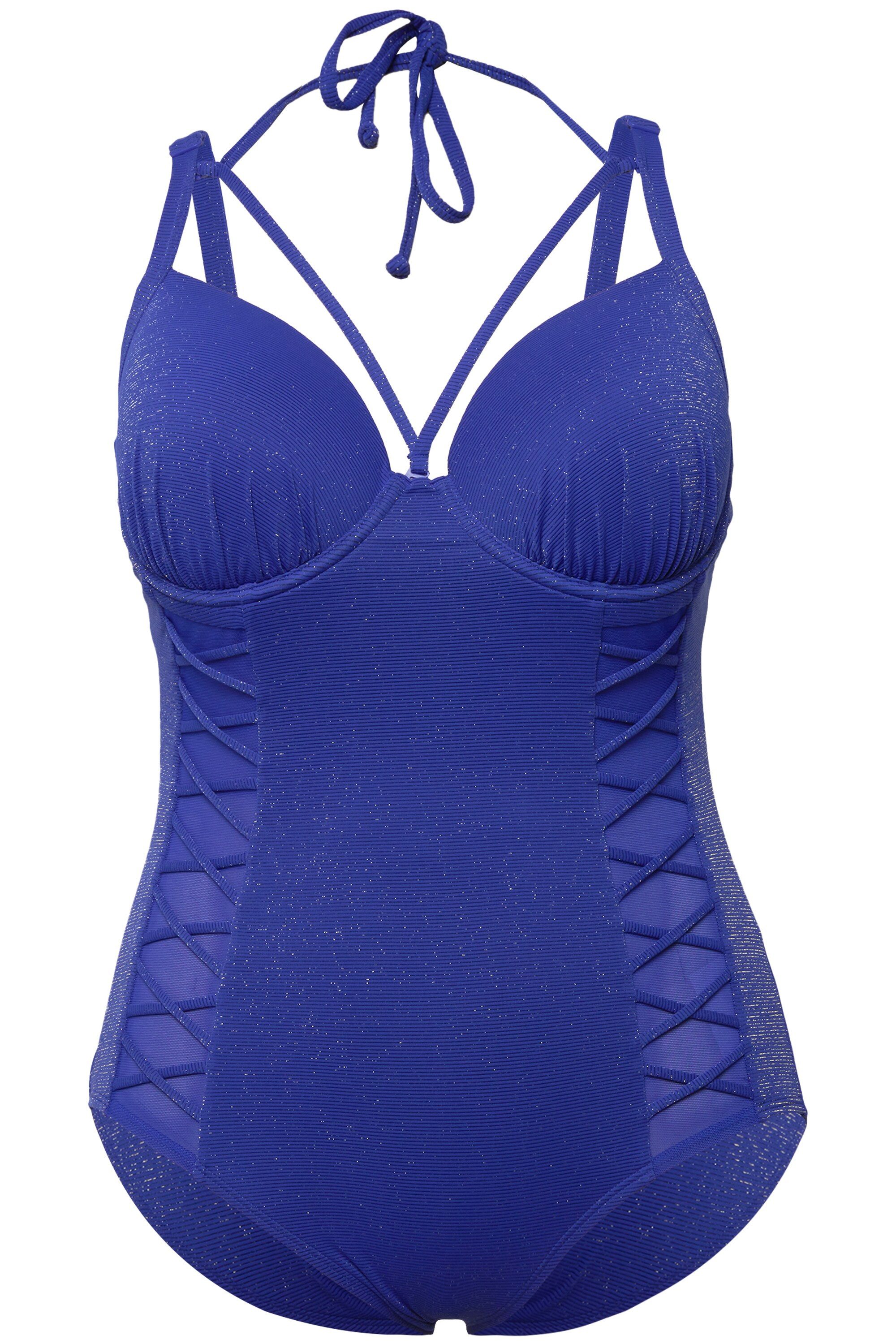 Ulla Popken Badeanzug Badeanzug Bügel-Softcups Glitter Zierbänder günstig online kaufen