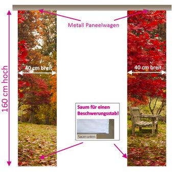 Schiebegardine Herbstlichtung Flächenvorhang 2er Set 40 cm breit - 160 cm lang, gardinen-for-life