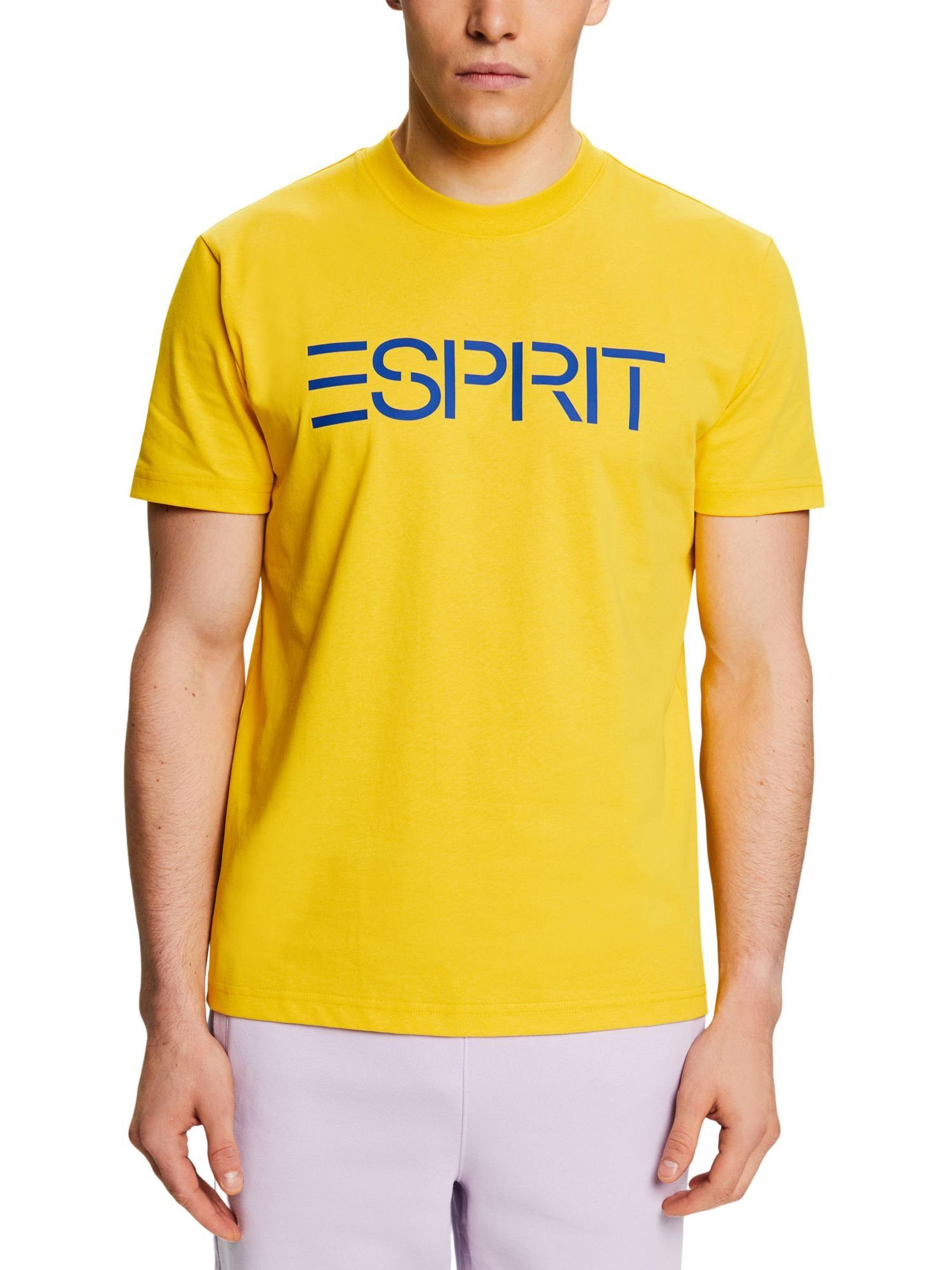 aus Unisex (1-tlg) Baumwolljersey Logo-T-Shirt YELLOW Esprit T-Shirt