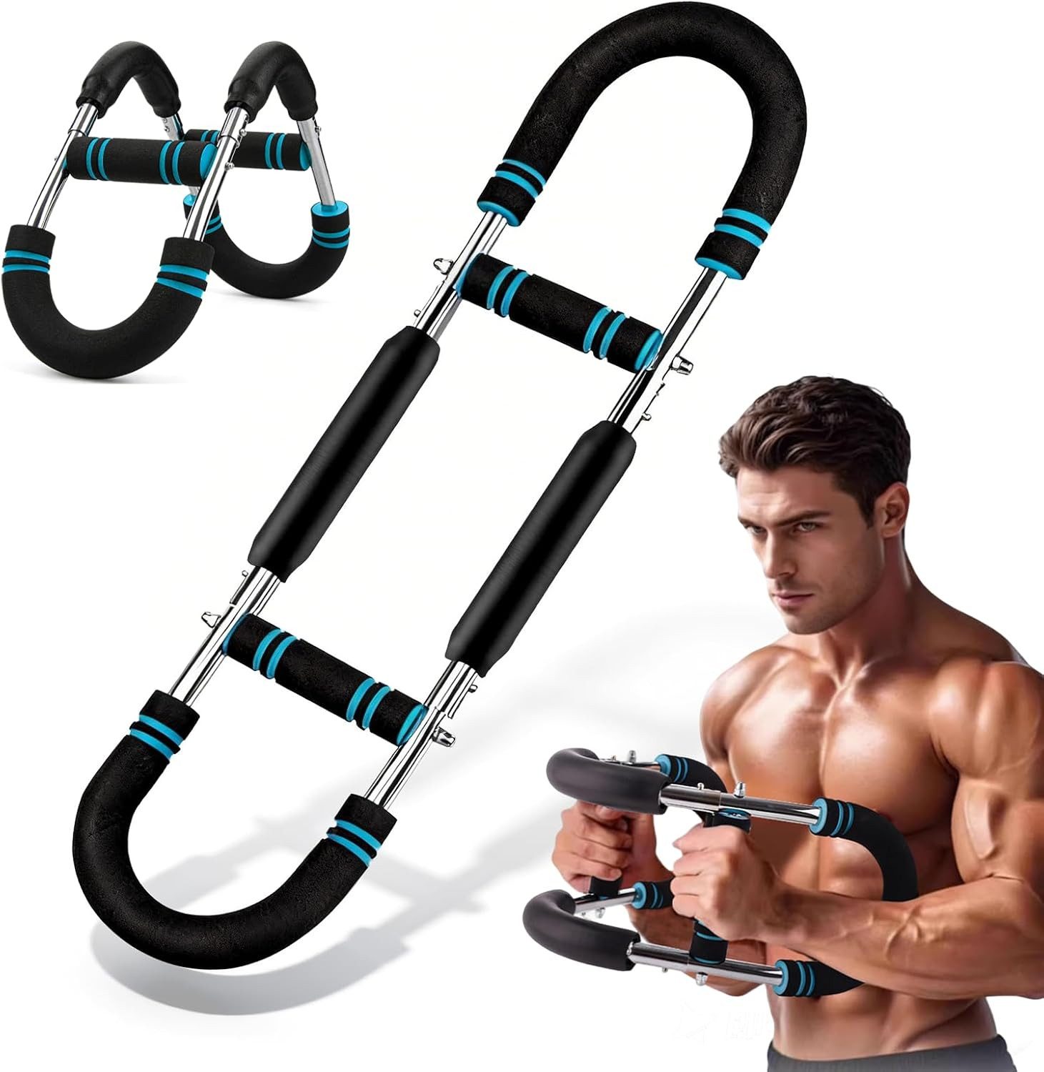 BlingBin Multitrainer Armtrainer und Brusttrainer, Multifunktionaler U‑förmiger Krafttrainer, (1 Stück, 1-St., 30‑50 kg Verstellbar), Verstellbarer Brust Expander,Tragbarer Muskelkraftverstärker