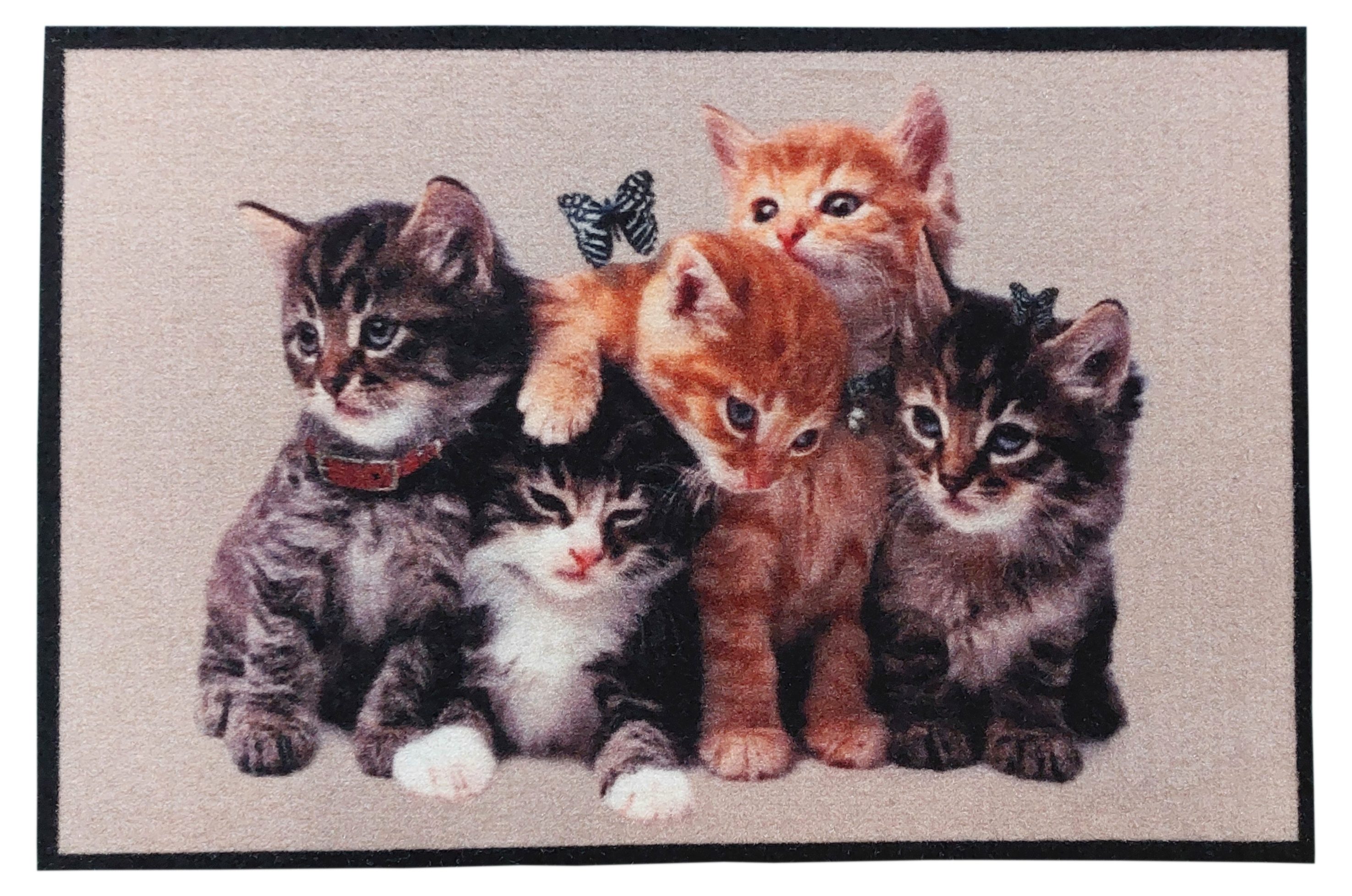 Fußmatte, oKu-Tex, Fußmatte, Katze, Katzen, Katzenmotiv, Innenbereich, Türvorleger, Dekorativ, Waschbar, Rutschfest, Pflegeleicht kleine Katzen