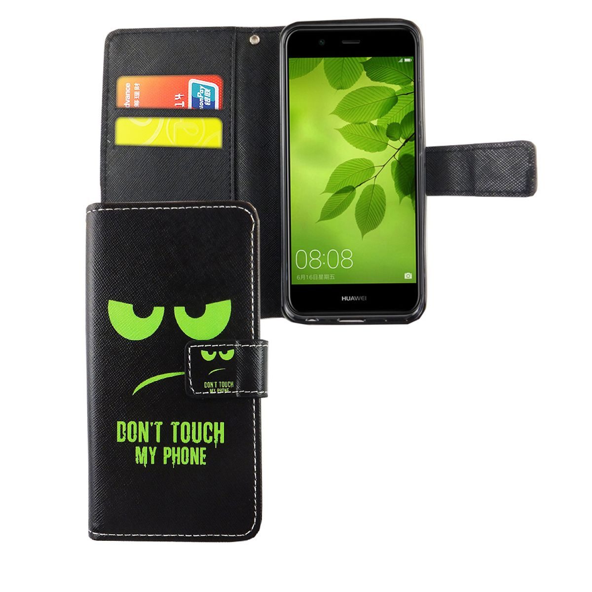 König Design Handyhülle Huawei Nova 2, Huawei Nova 2 Handyhülle Bookcover Schwarz