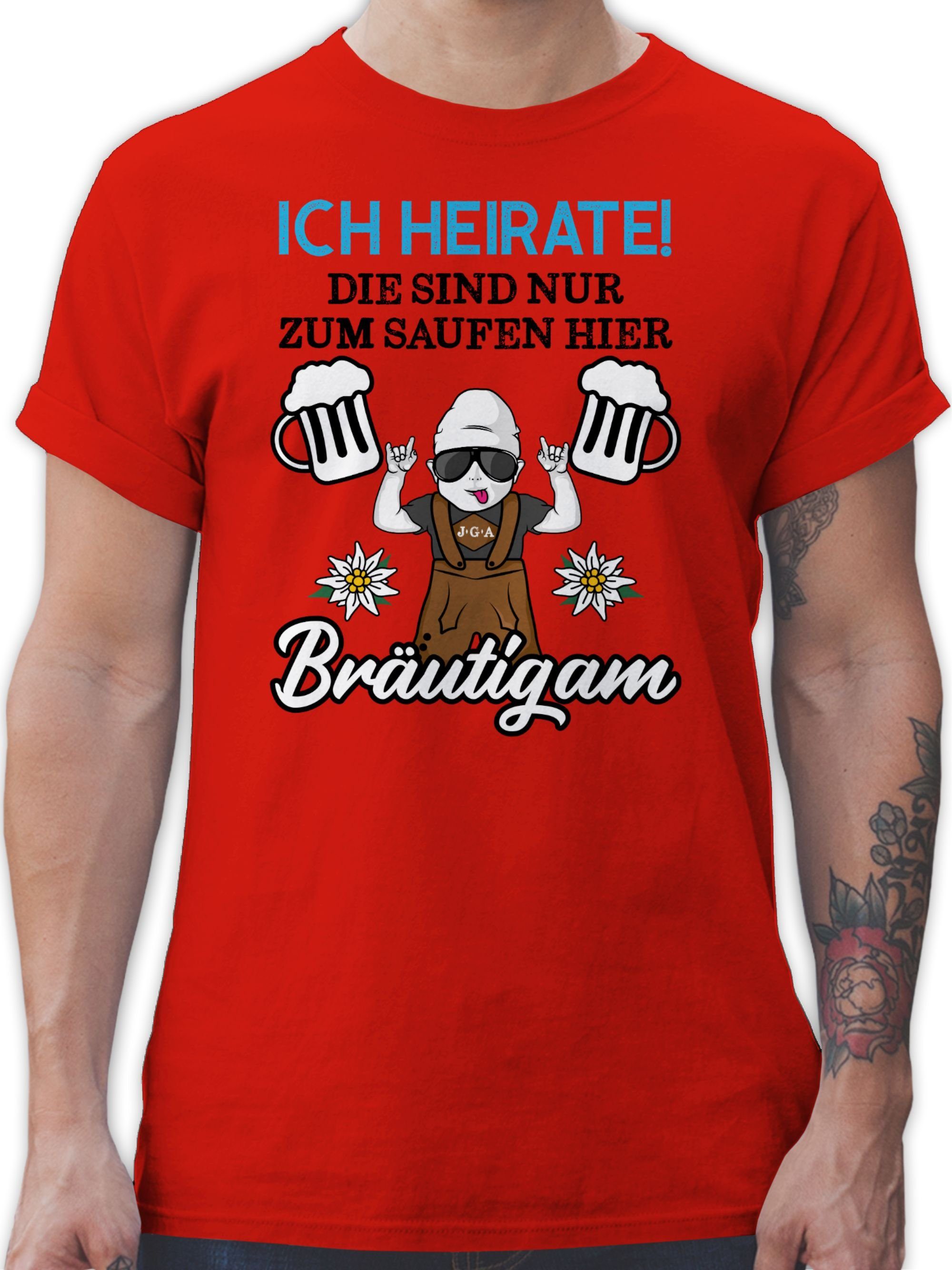 zum Ich die hier Bräutigam - T-Shirt heirate Rot nur sind JGA saufen - Männer Schwarz/Blau Shirtracer 02