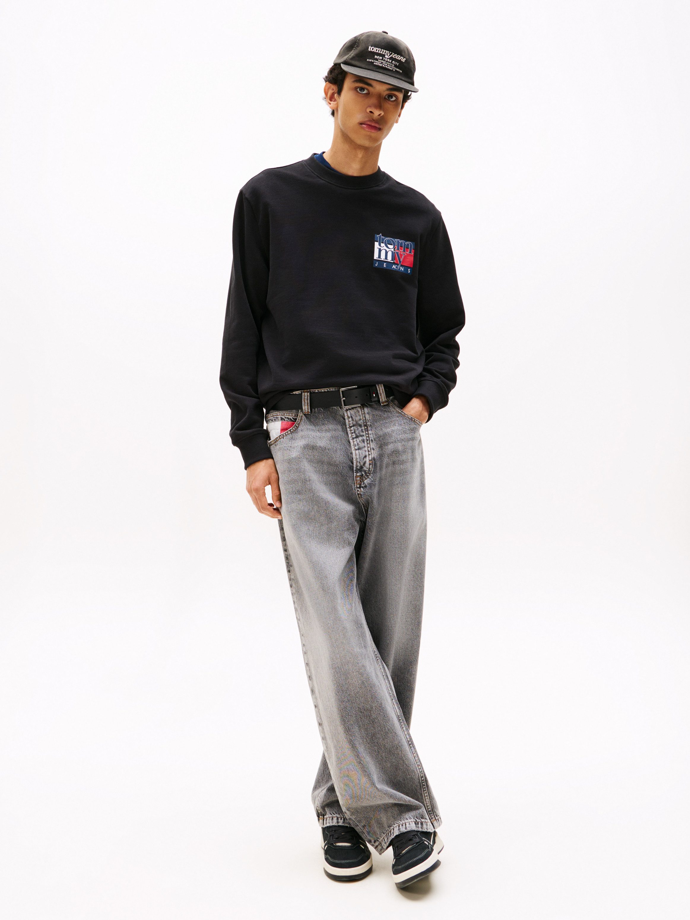 Tommy Jeans Sweatshirt TJM RWB FLAG Rundhals, regular fit, Print, Rippbündc günstig online kaufen