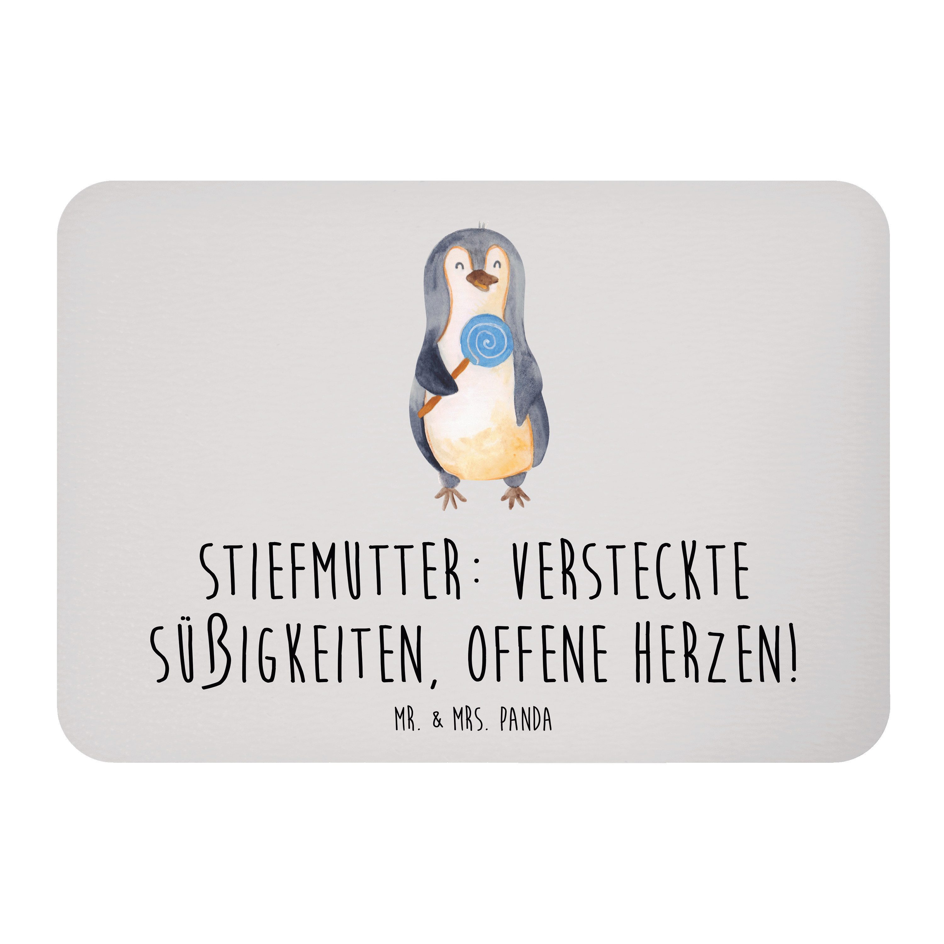 Mr. & Mrs. Panda Magnet Stiefmutter Herzen, magnet, Grau Pastell, Geschenk, haftmagnet, wandm (Packung, 1-St., Stiefmutter Familie Verwandte)