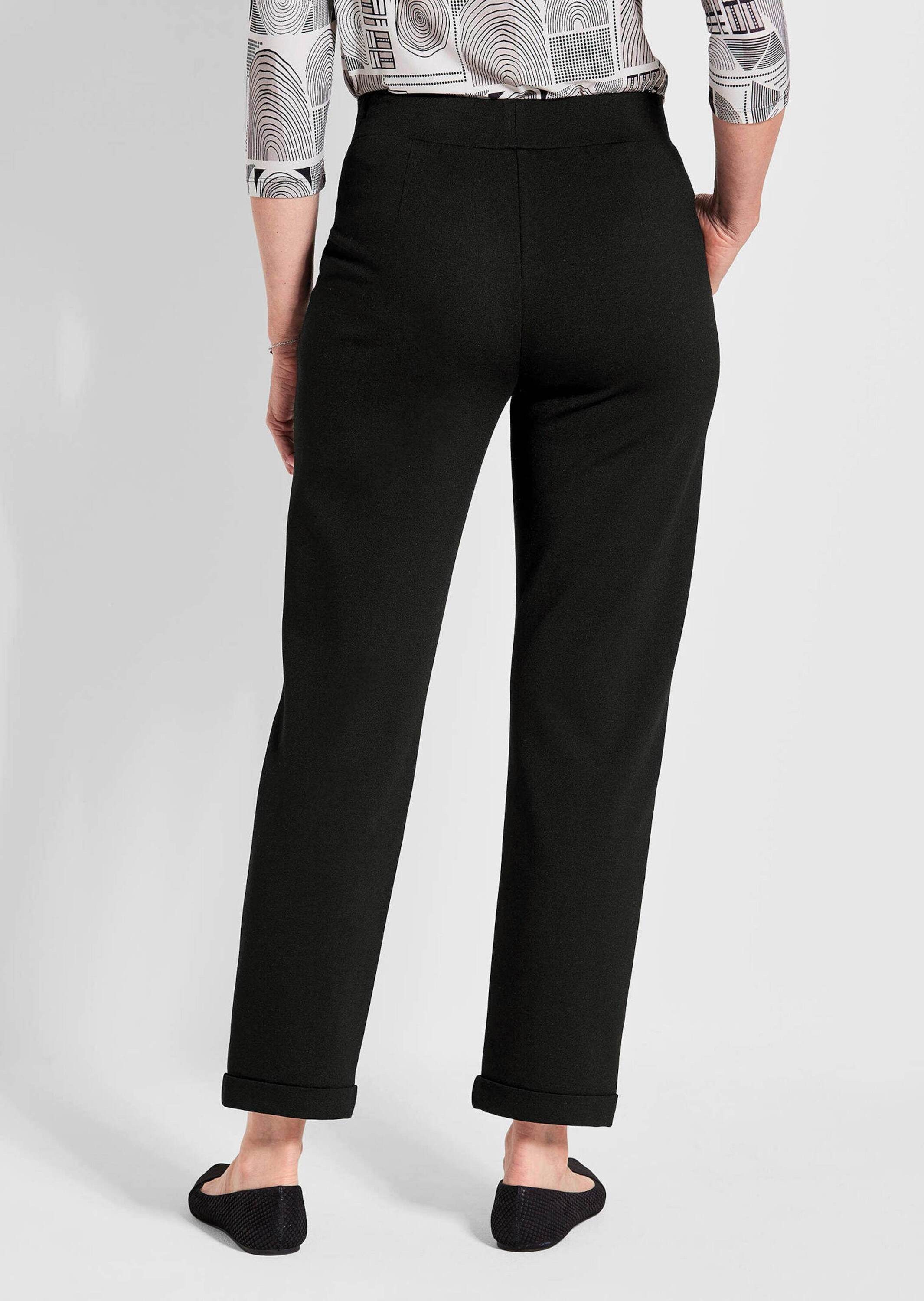 GOLDNER Schlupfhose Blaue Jerseyhose CARLA aus Viskosemix Damen Stretchhose, knöchellang, Biesen, Schlupfbund, gerades Bein