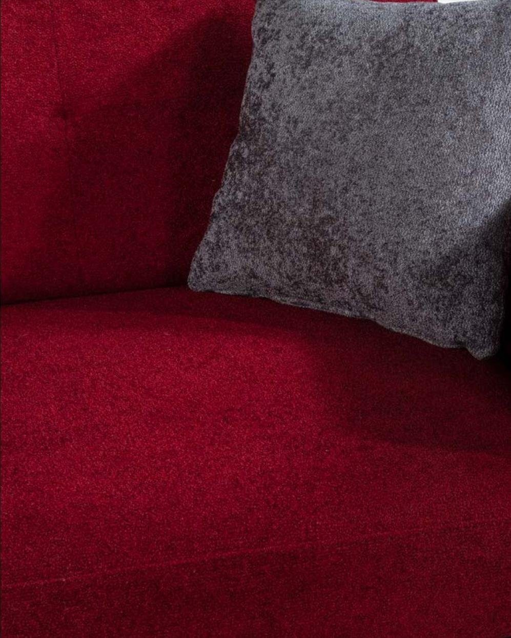 Moderne Möbel JVmoebel Textil Rot 3-Sitzer Couchen Sofas Luxus Dreisitzer Stoff Couch