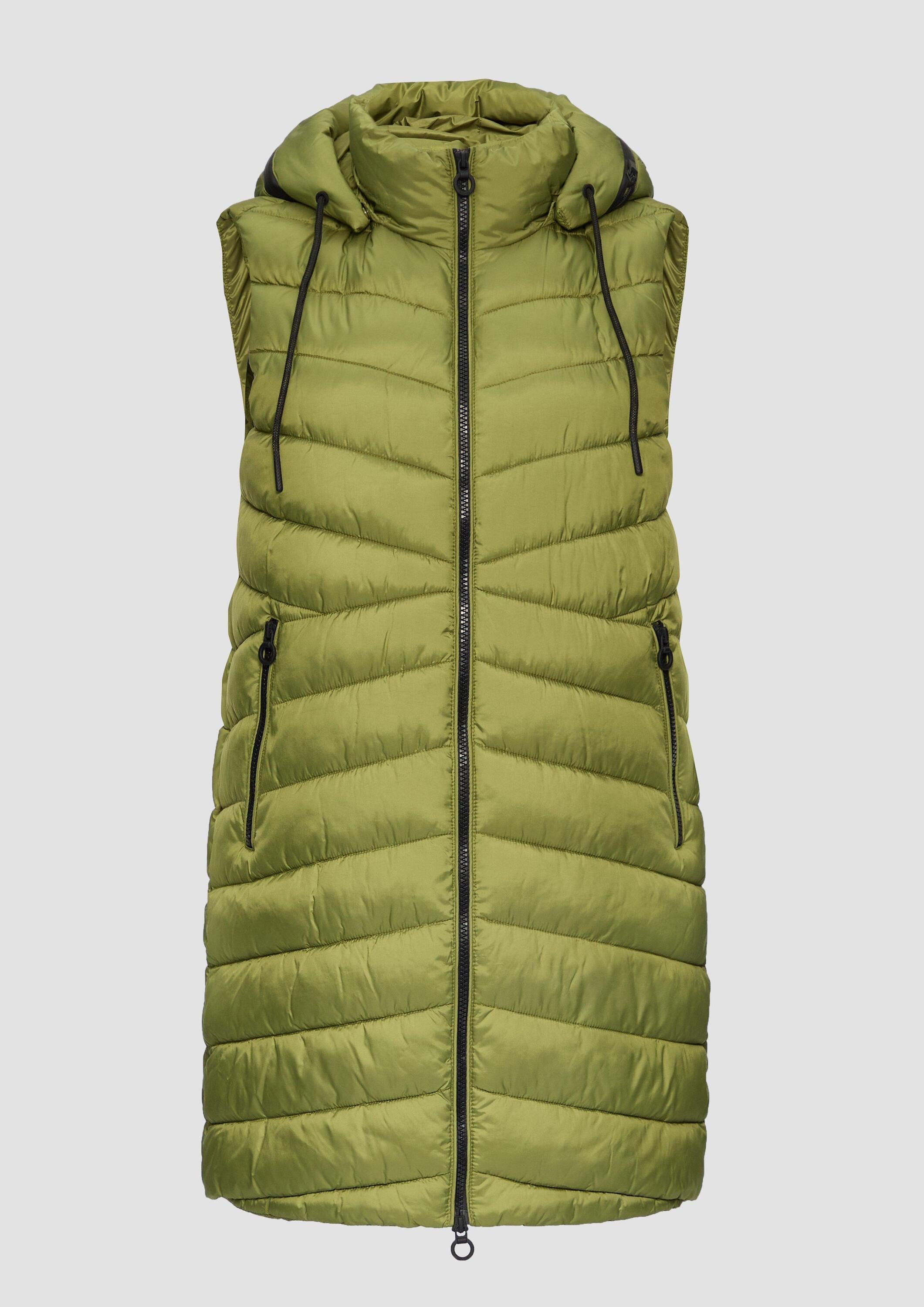 s.Oliver Outdoorjacke Outdoor-Weste Leichte Steppweste mit Logo-Kapuze