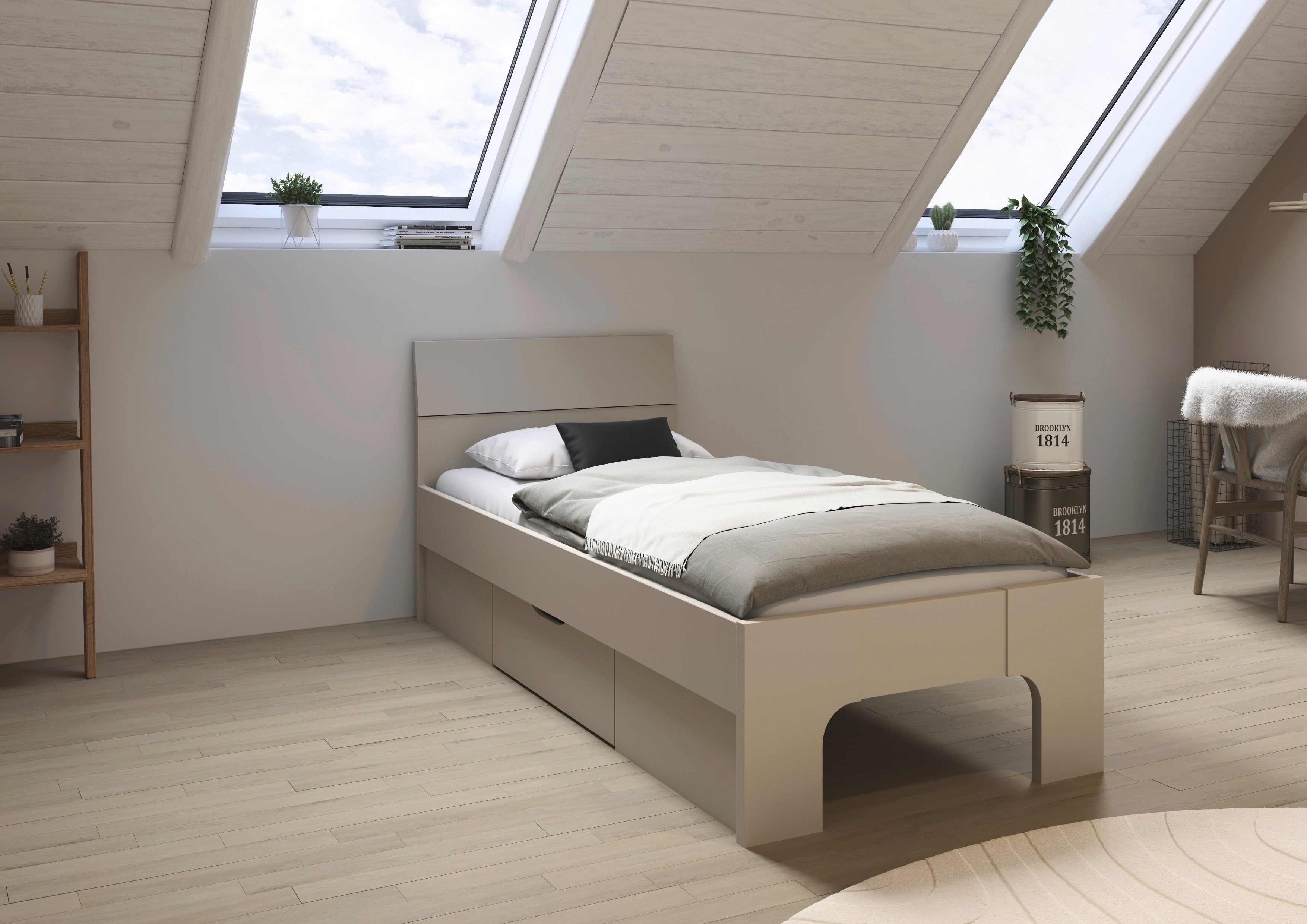 rauch Bett Einzelbett Doppelbett Stauraum Landhausstil MARLENE Breite 120/140 cm (Breite 90x200 cm oder 140x200 cm), in 2 Breiten mit geräumigem Schubkasten MADE IN GERMANY