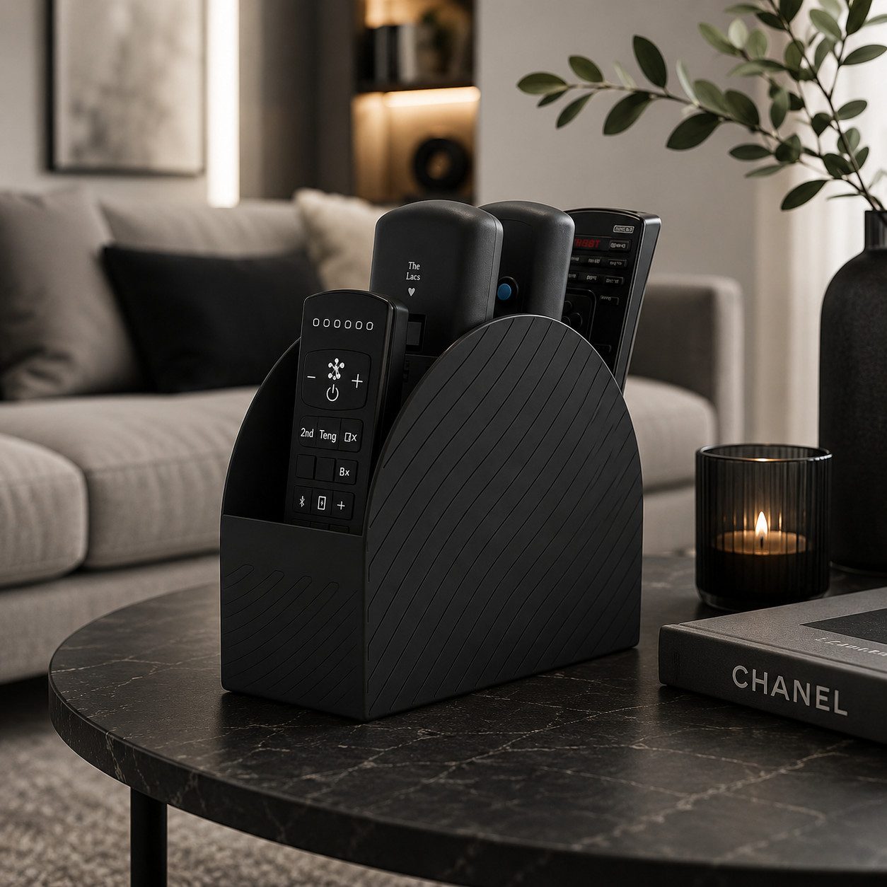 Alpha Electronics Organizer Fernbedienung Halter Moderner Remote Control Ständer (Sparangebot, 1 St., für Couchtisch & Sideboard), Elegante Aufbewahrung für Fernbedienungen in Schwarz & Weiß