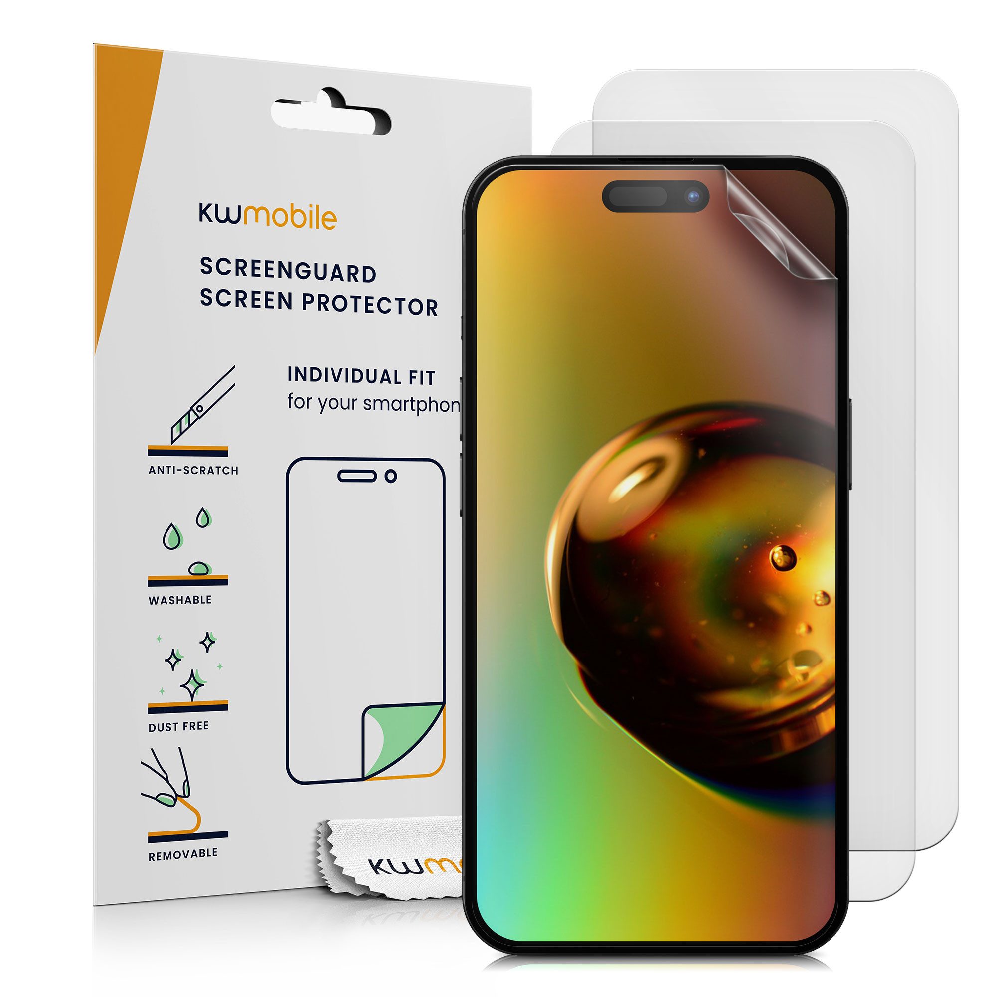 kwmobile Displayschutzfolie 3x Folie matt für Apple iPhone 16, 3 Stück, Schutzfolie Anti-Fingerabdruck Displayschutz Displayfolie entspiegelt