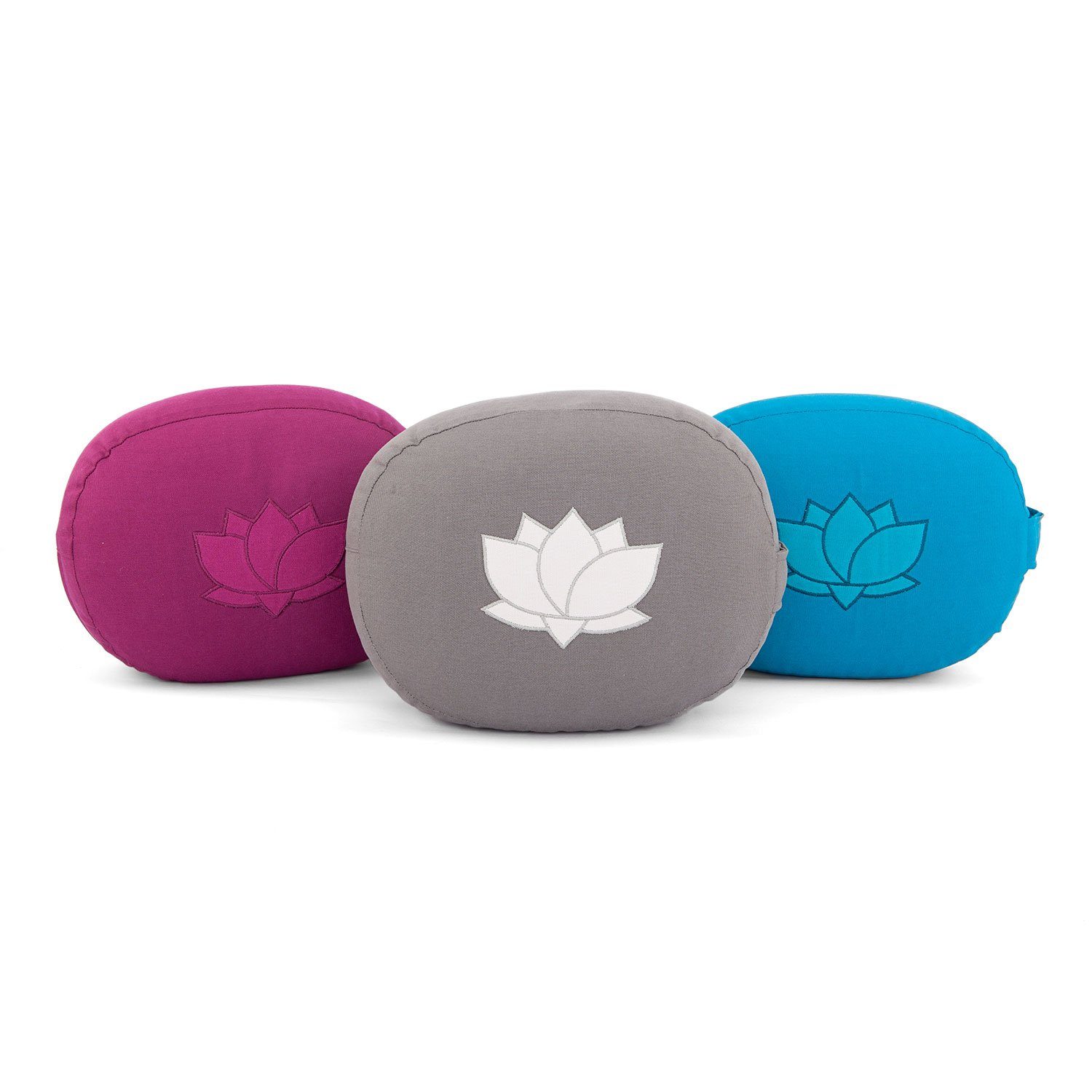bodhi Aubergine Meditationskissen mit OVAL Meditationskissen Lotus Stickerei