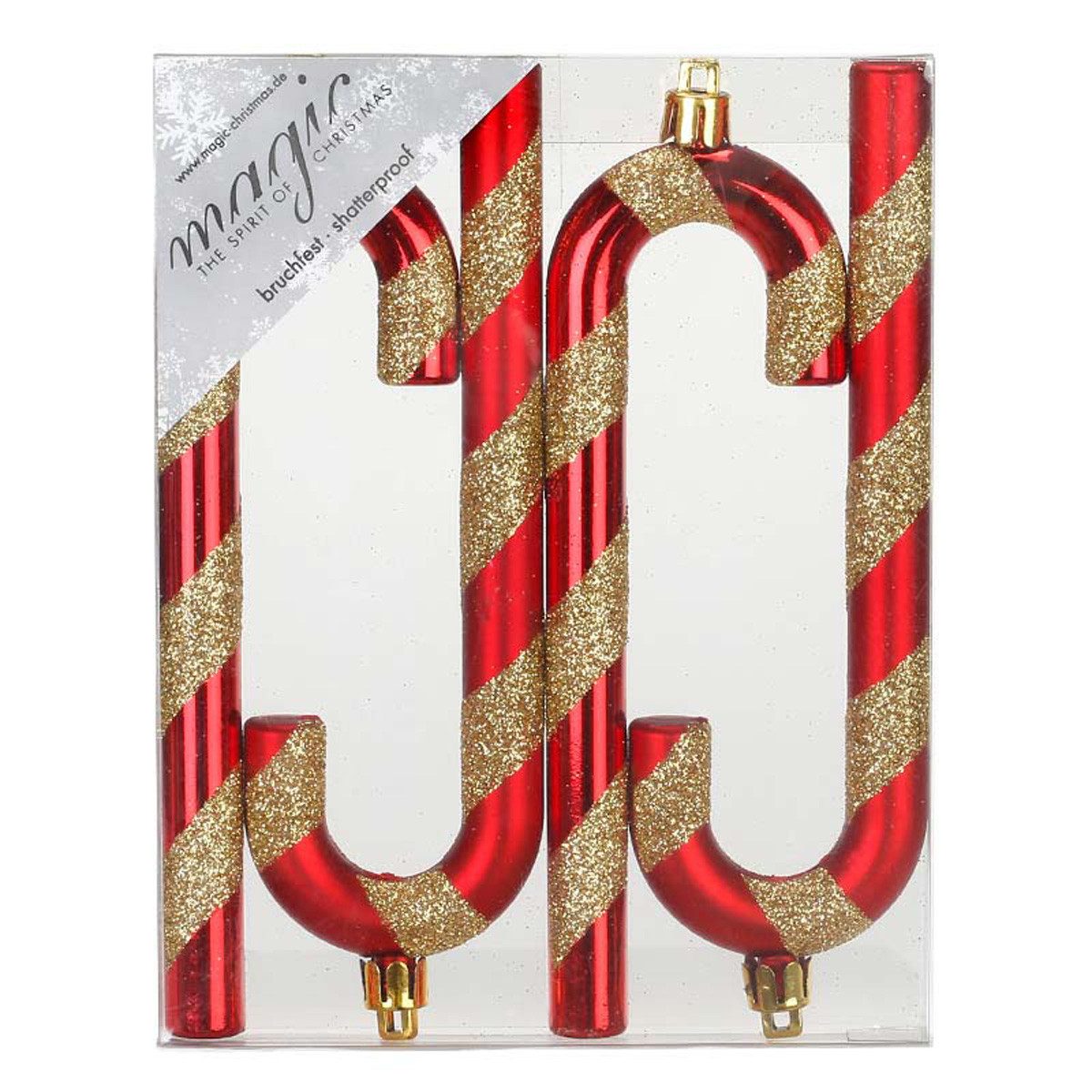 INGE-GLAS® Weihnachtsbaumkugel Weihnachtskugeln Zuckerstangen-Design, 14 cm, 4