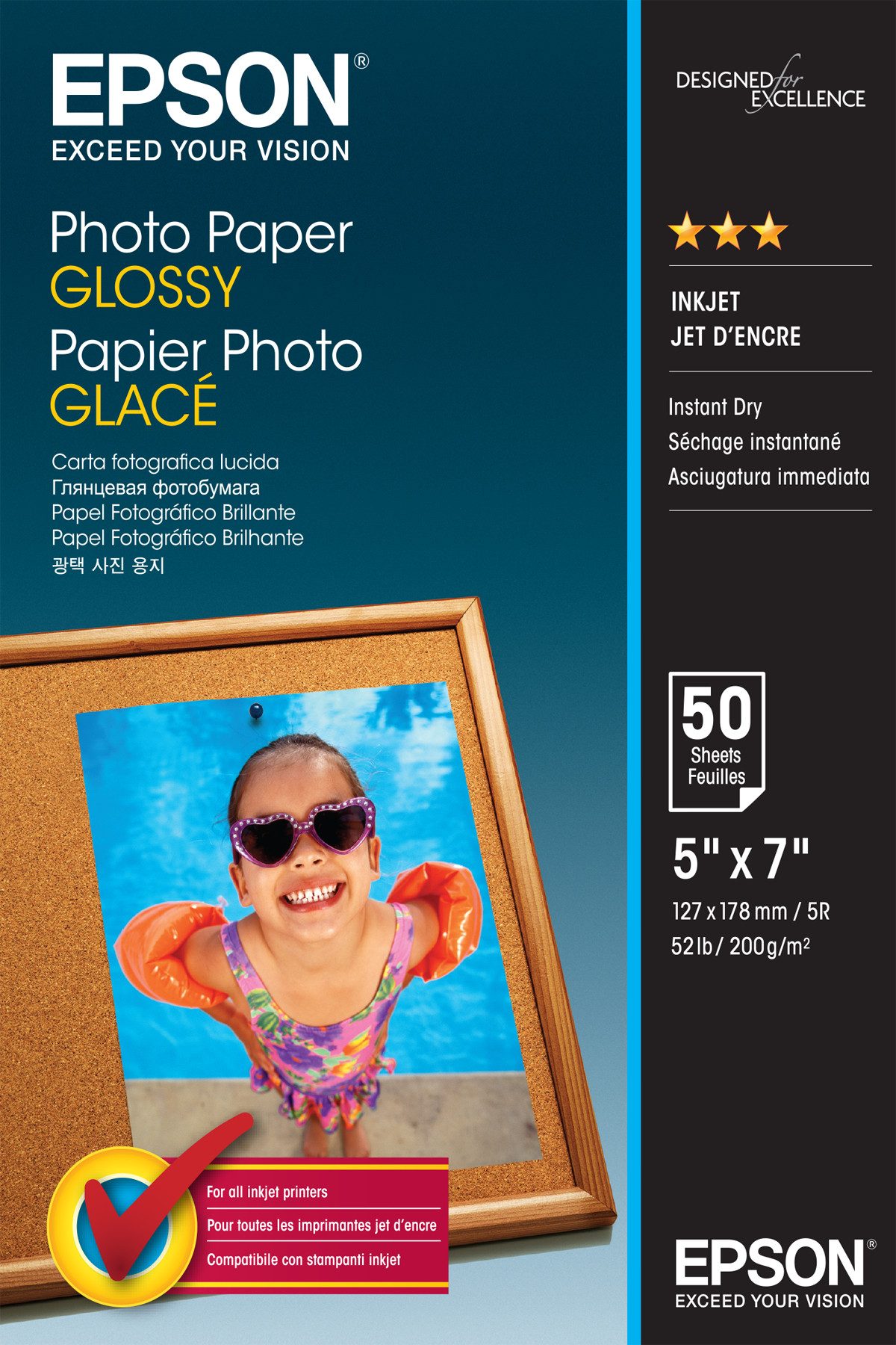 Epson Fotopapier glänzend C13S042545 (13x18cm-50 Blatt) Tintenpatrone