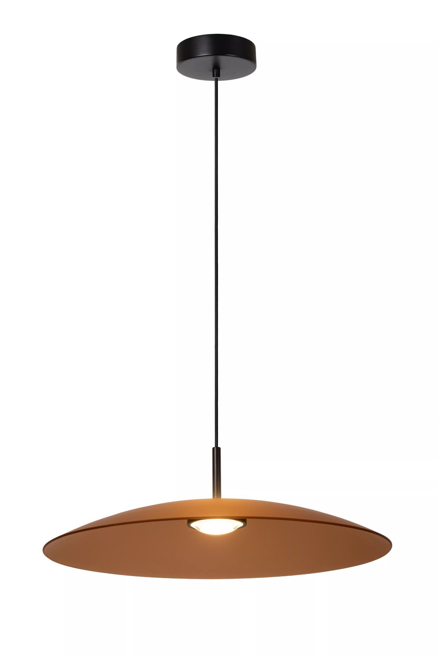 Licht-Erlebnisse Pendelleuchte SOMAR, LED fest integriert, Warmweiß, Metall Rauchglas LED rund Ø 60 cm H: max. 150 cm Schwarz Bernstein