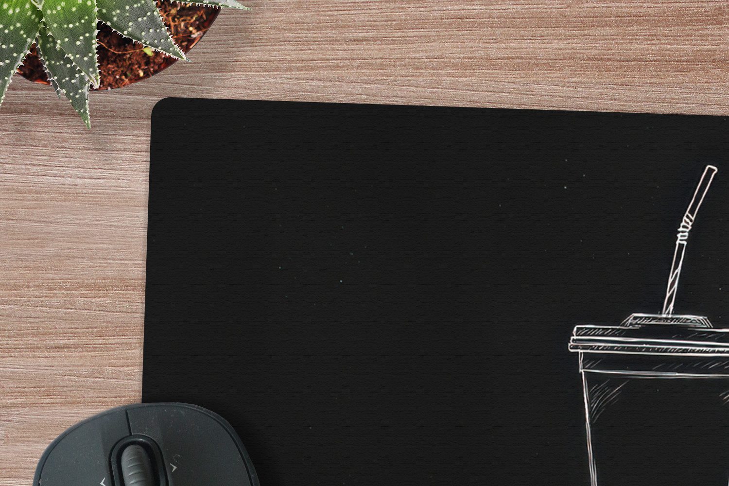 MuchoWow Mauspad Hamburger - Pommes Frites - Softdrink - Kreidezeichnung (1-St), Mousepad mit Rutschfester Unterseite, Gaming XXL, Großes, 120x60 cm