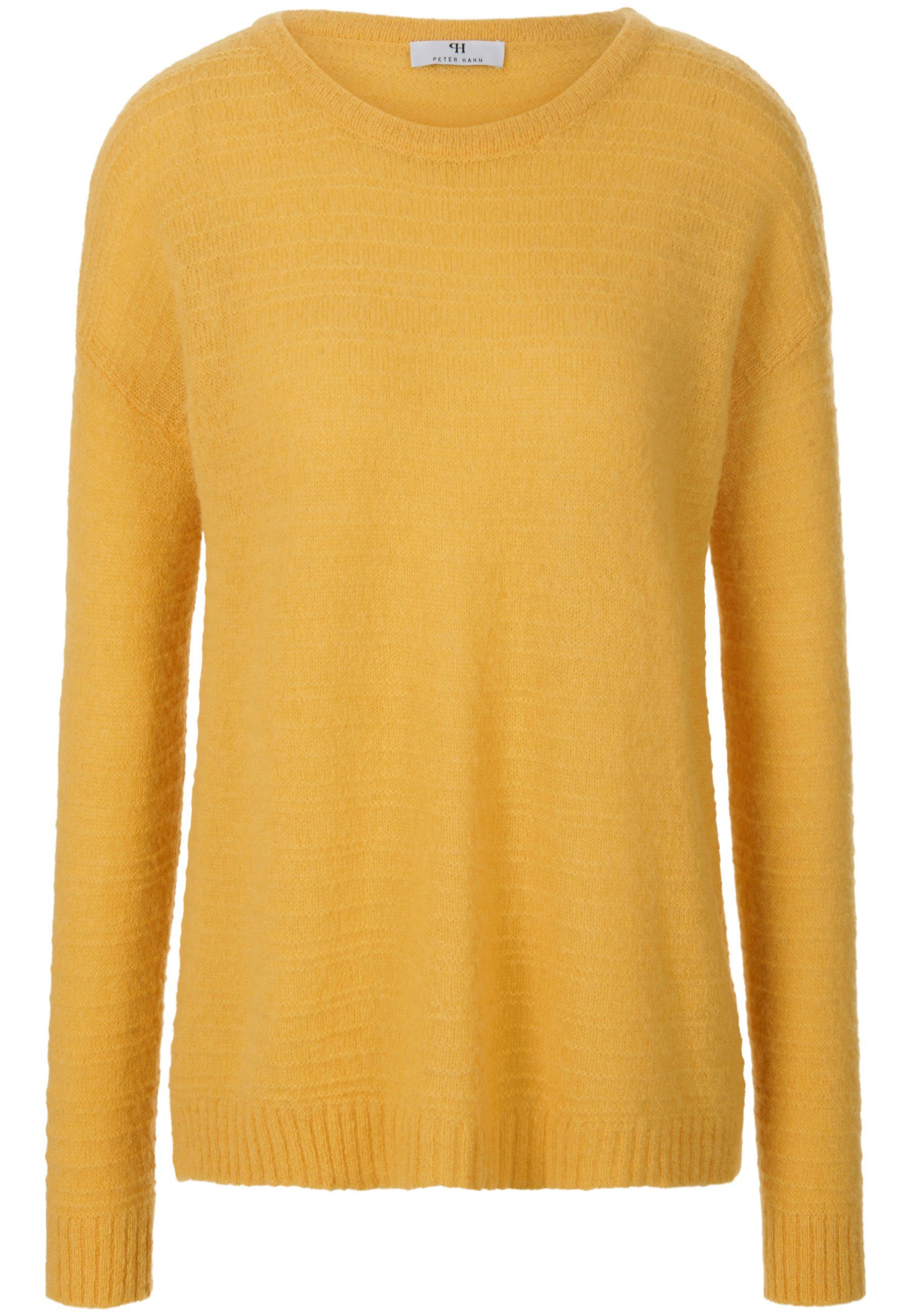 Peter Hahn YELLOW modernem mit MUSTARD Strickpullover Design Alpaca