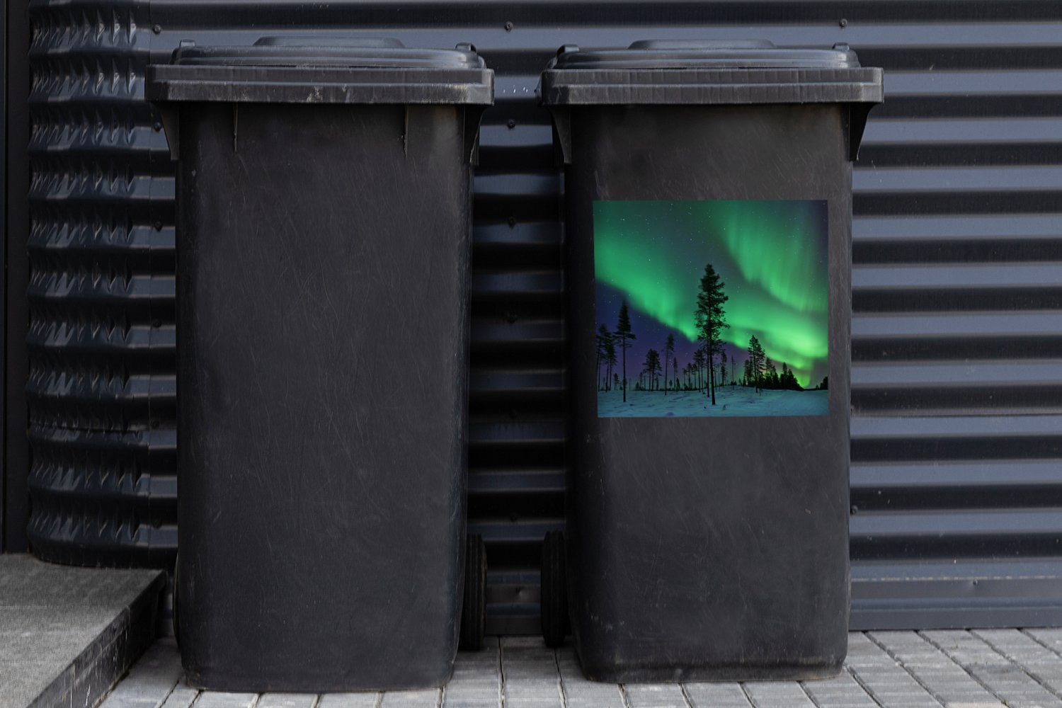 - MuchoWow - Schweden Nordlichter Boom Container, Wandsticker Mülleimer-aufkleber, Mülltonne, St), (1 Sticker, Abfalbehälter