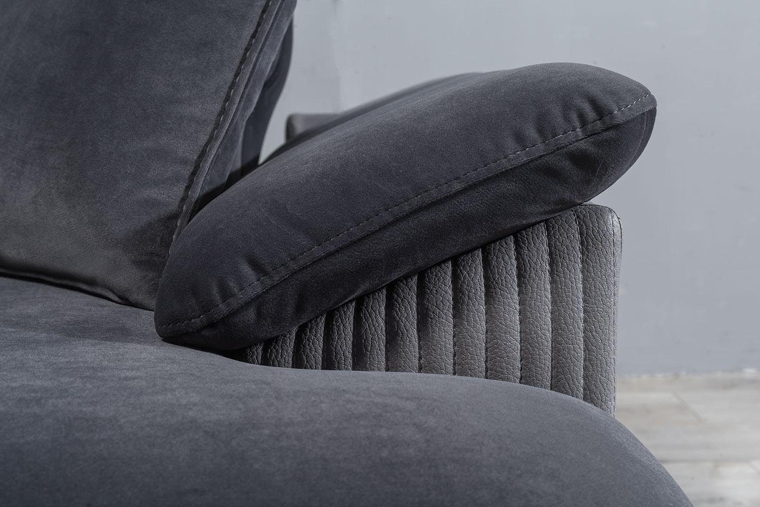 Europa Sofa Dreisitzer, Möbel Sofa Stoff Sitzer 3 Schwarz Teile, 1 Sofas Made Modern Stil in JVmoebel Textil