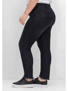 Sheego Stretch-Jeans Große Größen mit Gummibund und Fransensaum