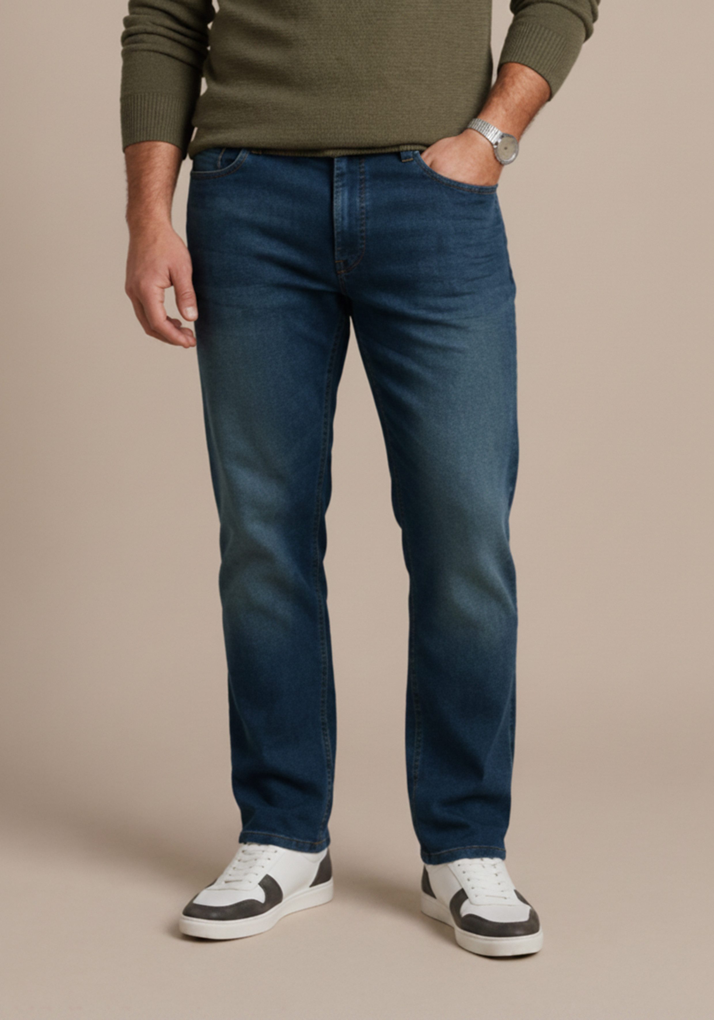 Man's World Plus Jogg Pants Große Größen, comfort fit Comfort Fit, gerade Beinform, mit Knopf- und Reißverschluss