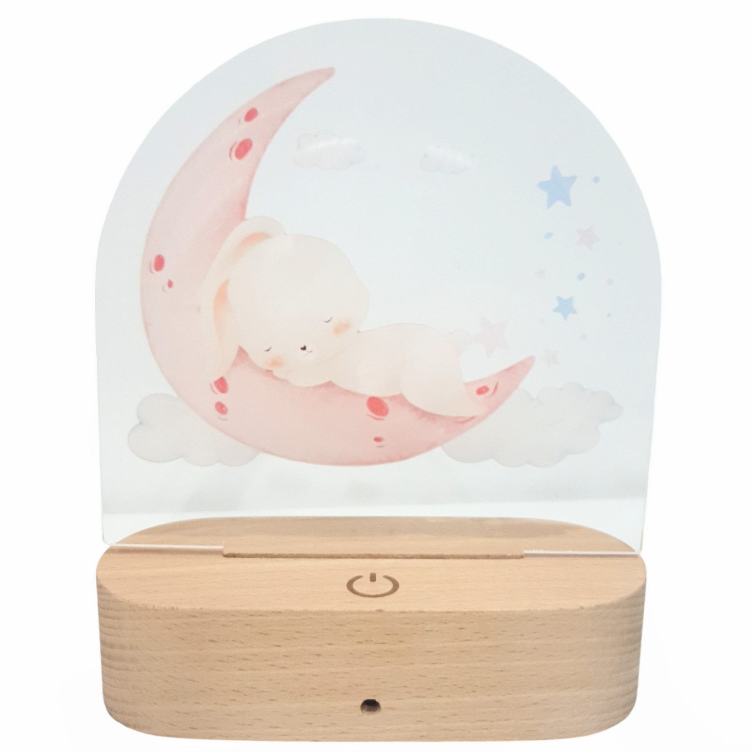 Little Lorien Nachtlicht Hasen Nachtlicht für Kinder – Farbwechsel, Holz-Basis & Fernbedienung, 16 Farben, Tageslichtweiß, Blau, Rot, Gelb, Orang, Grün, Pink