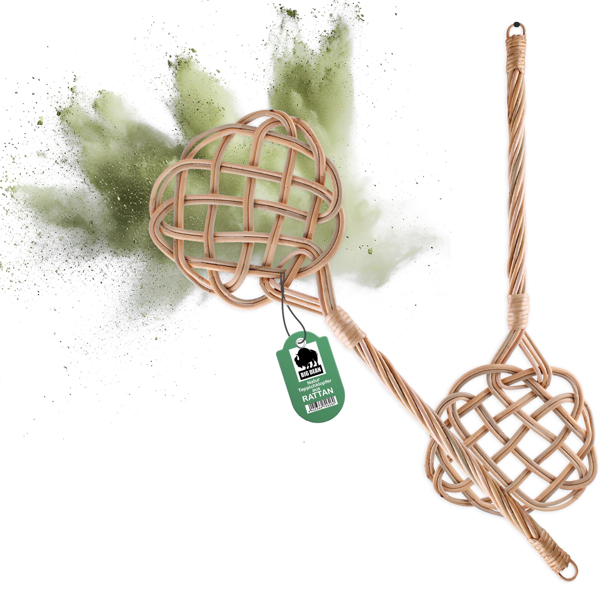 BigDean Teppichkehrer 2 Stück Teppichklopfer handgefertigt aus Rattan stabil & robust, ., (Set, 2-tlg., Teppichklopfer), Robust, Langlebig, Komfortabel, Vielseitig Nutzbar