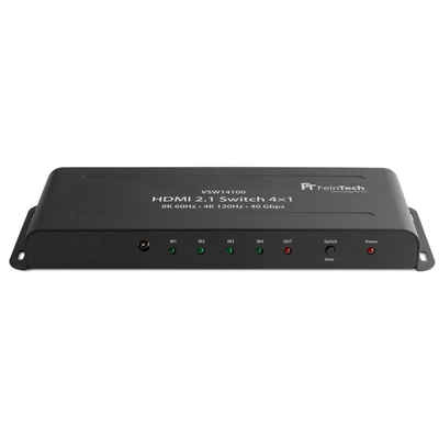 FeinTech HDMI-Splitter VSW14100 HDMI 2.1 Switch 4 In 1 Out, 4K 120Hz, 8k 60Hz, VRR, ALLM mit automatischer Umschaltung, 40 Gbps