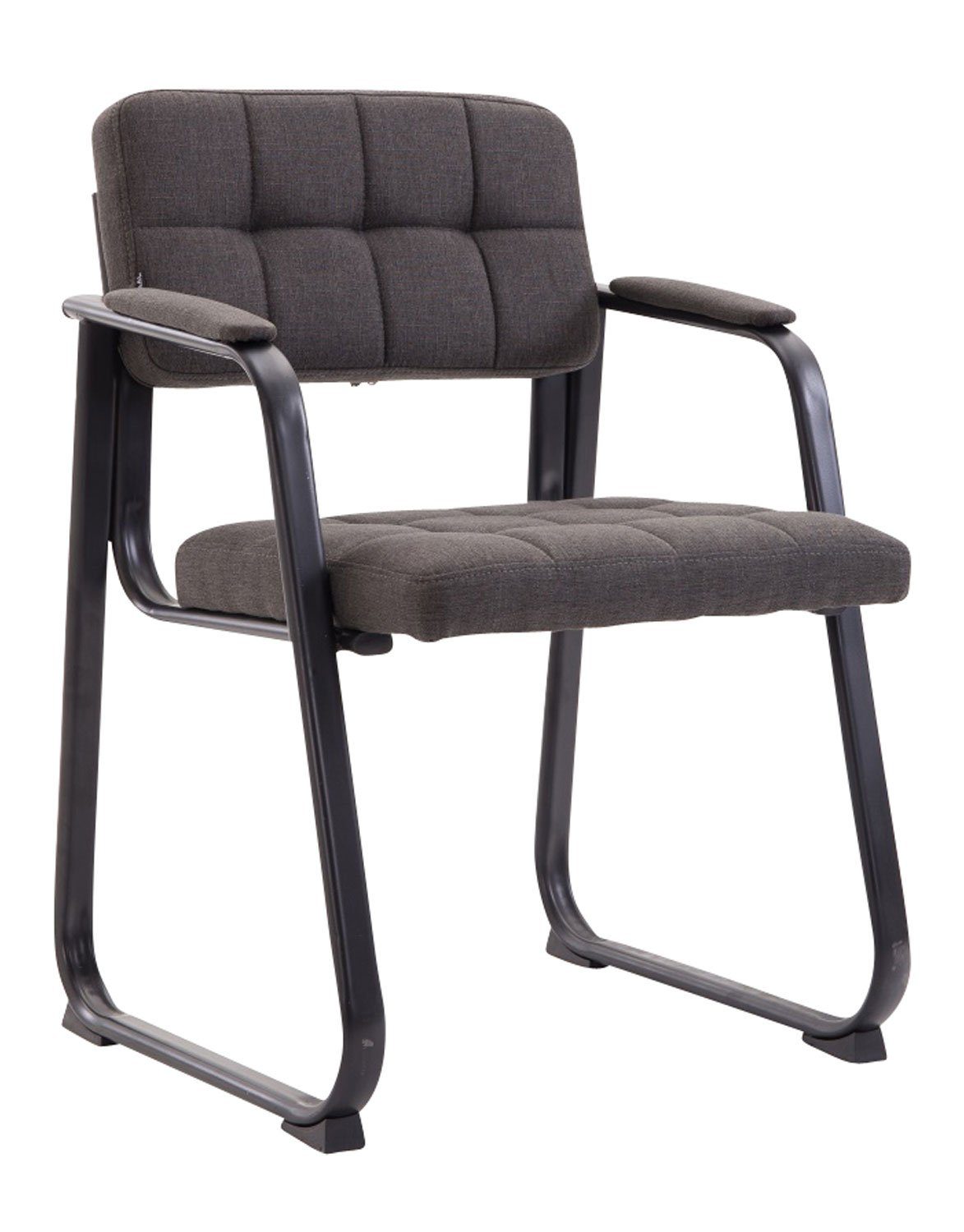 TPFLiving Besucherstuhl Canam mit hochwertig gepolsterter Sitzfläche - Konferenzstuhl (Küchenstuhl - Esszimmerstuhl - Wohnzimmerstuhl), Gestell: Metall matt schwarz - Sitzfläche: Stoff dunkelgrau | Besucherstühle
