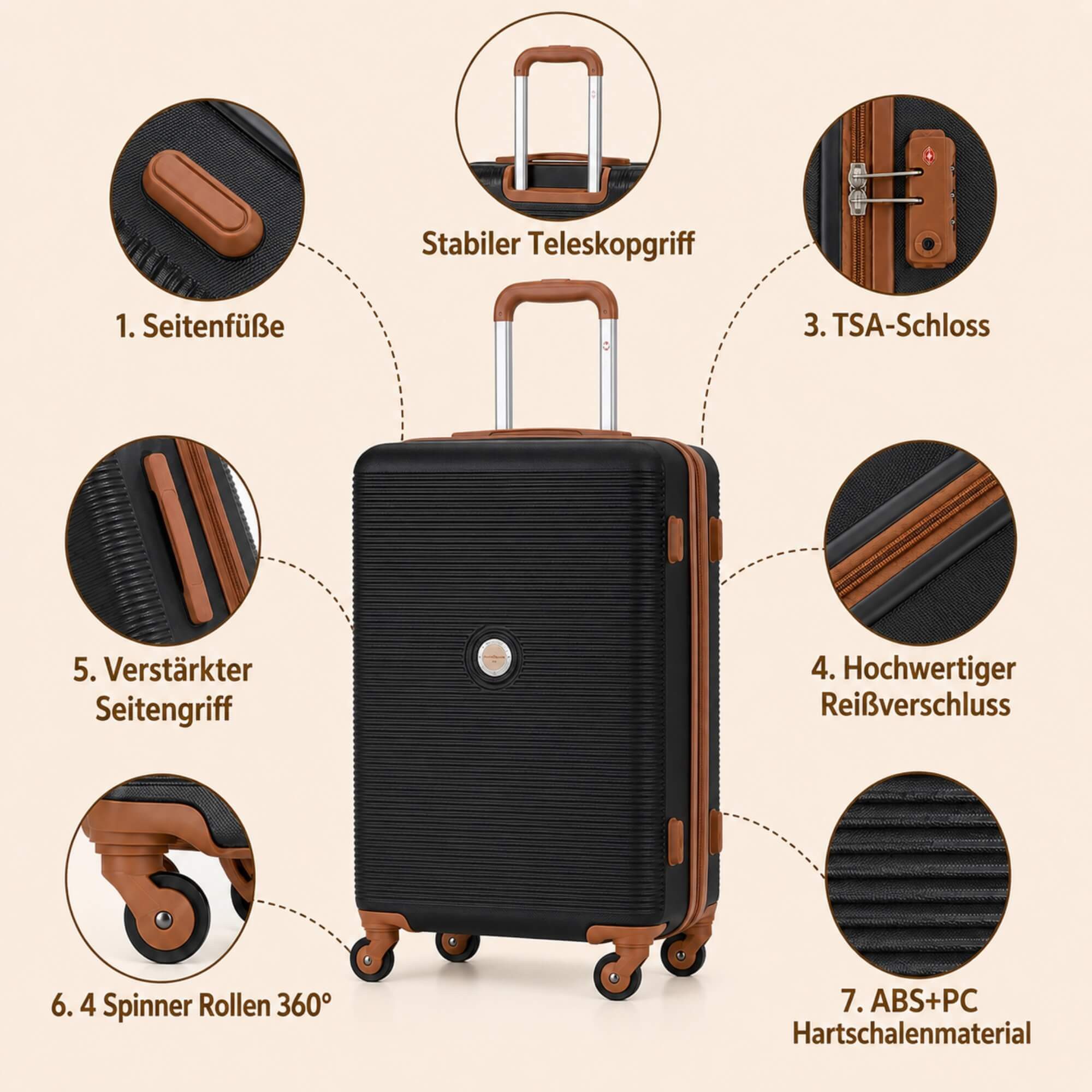 Travelhouse Trolleyset Bari, 4 Rollen, (Spar-Set, 6 tlg., Hartschalen Trolley-Set 6-teilig) – Bild 3 von 5