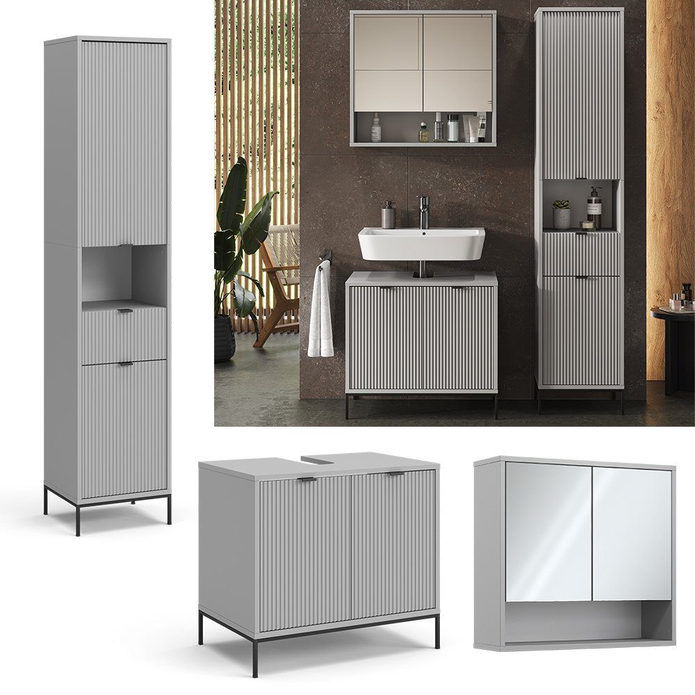 Vicco Badmöbel-Set Eliza, Grau, 3 Teile, mit Hochschrank, (3-St., 3er Set) günstig online kaufen