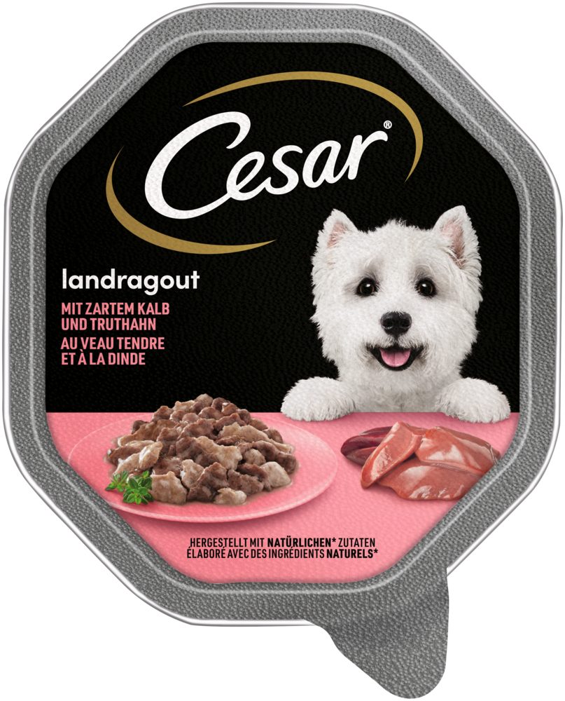 Cesar CESAR® Schale Landragout mit Kalb und Truthahn 150g, Nassfutter für: Hund