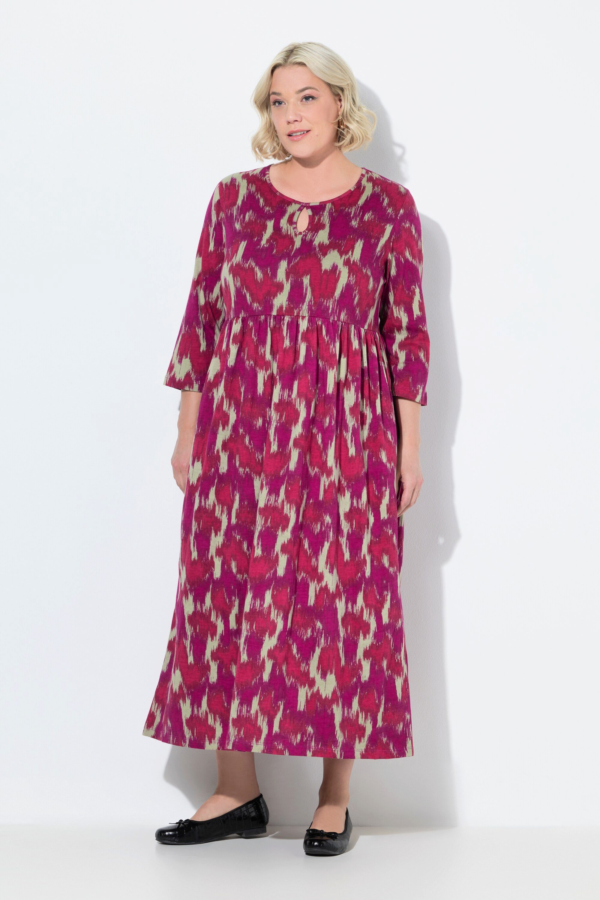 Maxikleid Jersey-Maxikleid A-Linie Rundhals 3/4-Arm